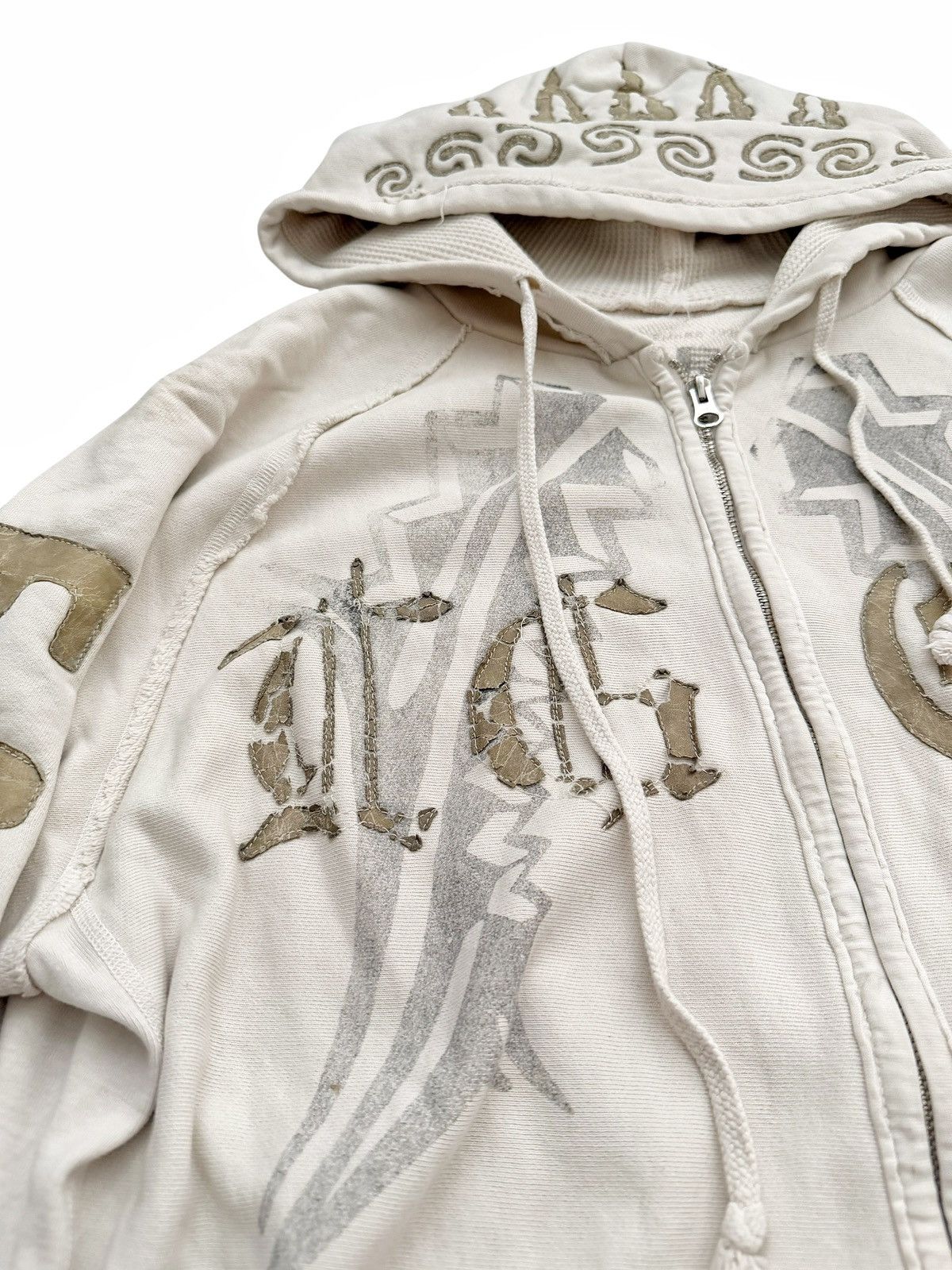 The Great China Wall 2000’s Patchwork Appliqué Skull Zip Hoodie Size US XXL / EU 58 / 5 - 4 Thumbnail