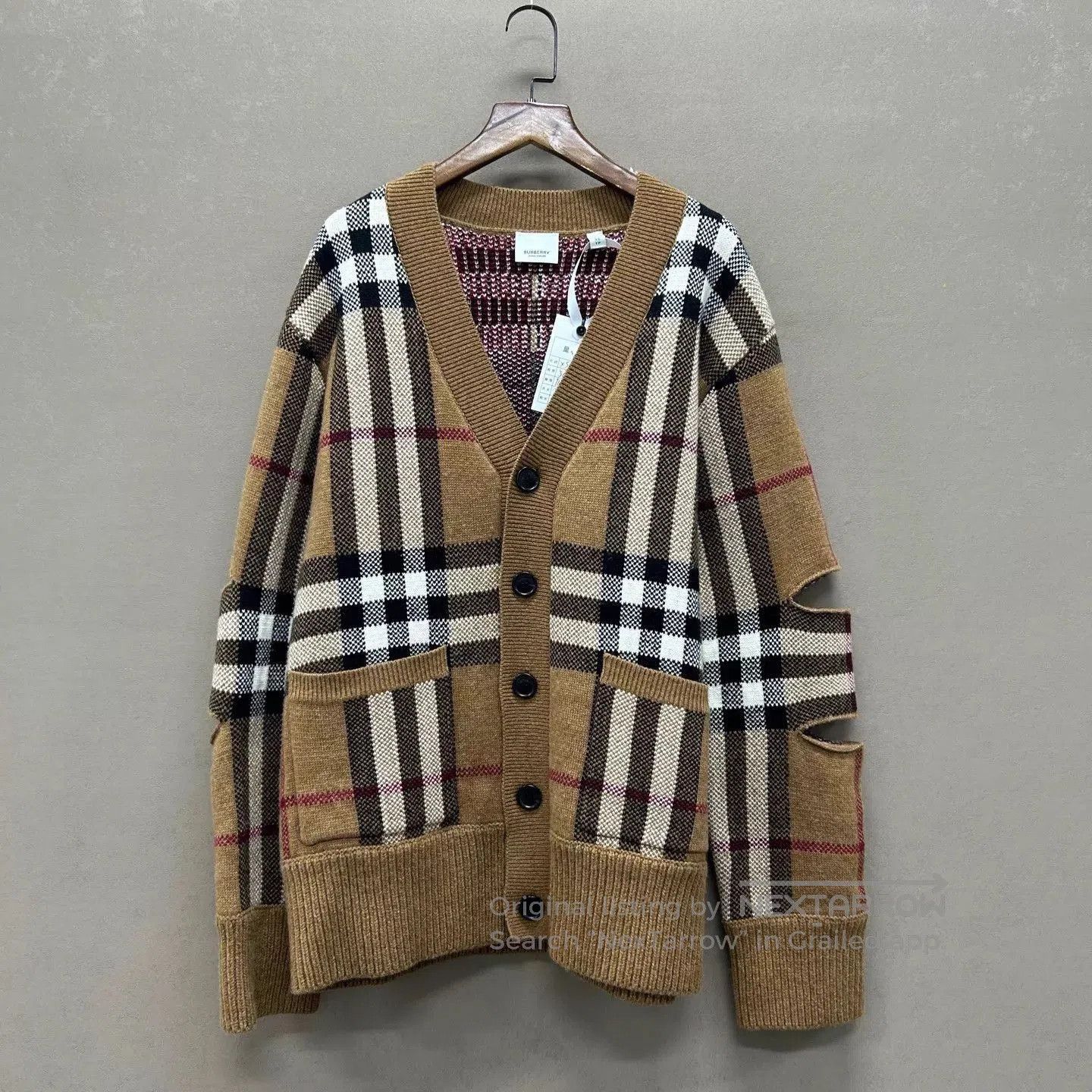 Burberry Beige Plaid V-Neck Button Cardigan XS. Size US XS / EU 42 / 0 - 1 Thumbnail