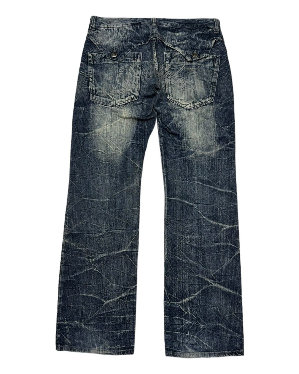 Le Grande Bleu (L.G.B.) 🔥SKULL BONES SPIDERWEB DENIM JEANS DOUBLE FOCUS Size US 35 - 6 Thumbnail