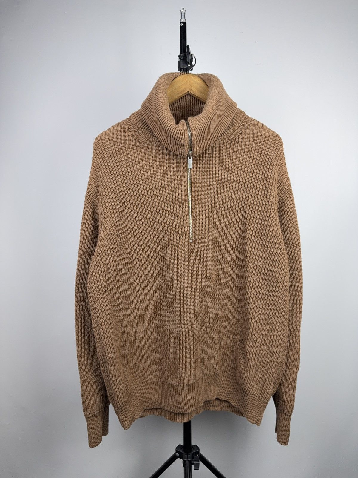 Cos Avant Garde COS Chunky Knit Half Zip Wool Sweater Minimalist Size US L / EU 52-54 / 3 - 1 Thumbnail