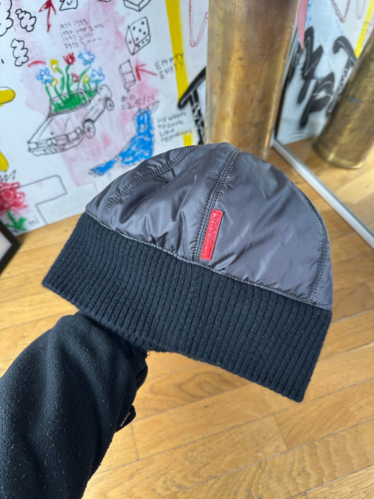 Prada PRADA beanie wool Hat Cap Nylon Red Tab 2000's Vintage Size ONE SIZE - 2 Thumbnail