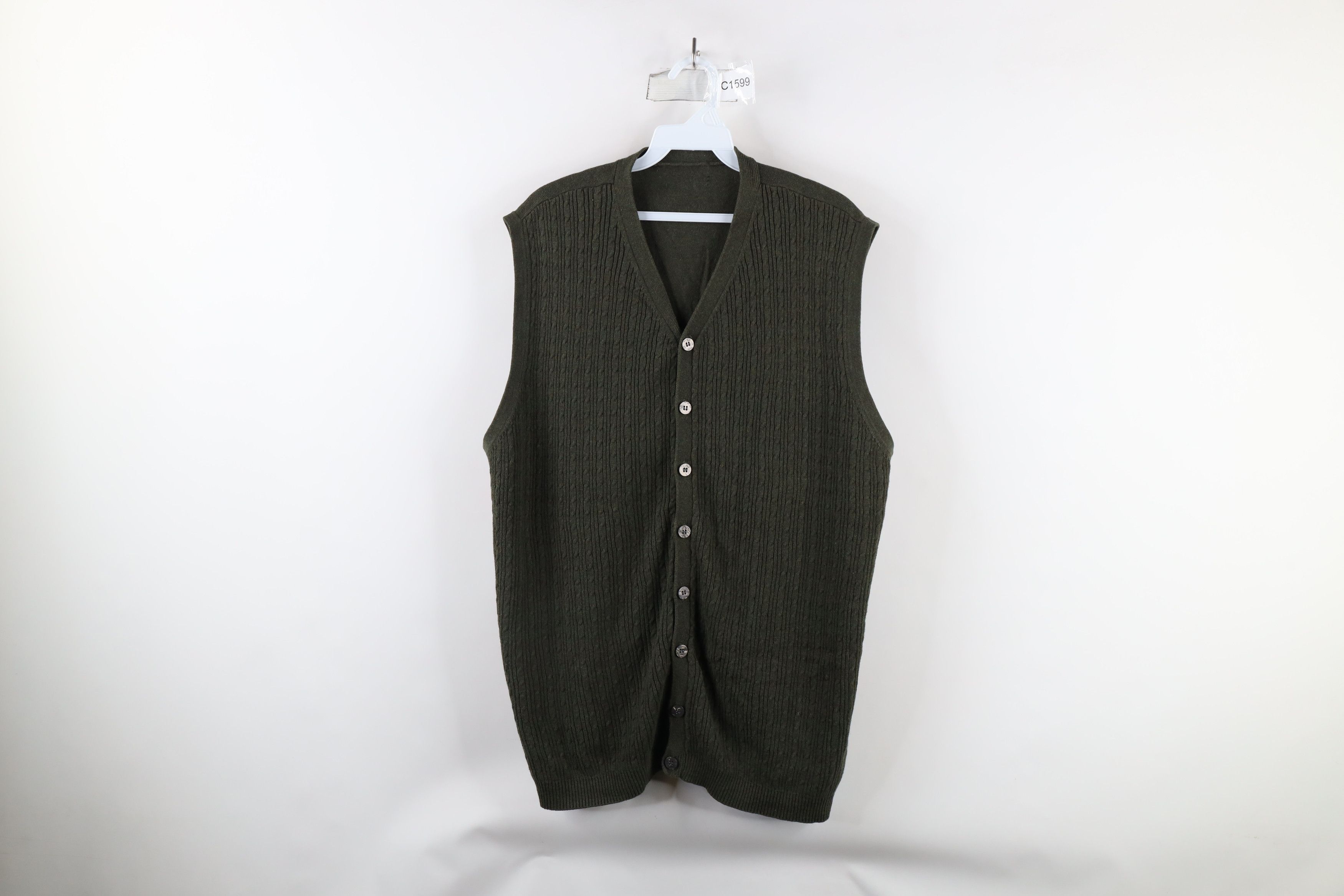 Vintage Vintage 90s Streetwear Cable Knit Cardigan Sweater Vest Size US L / EU 52-54 / 3 - 1 Thumbnail