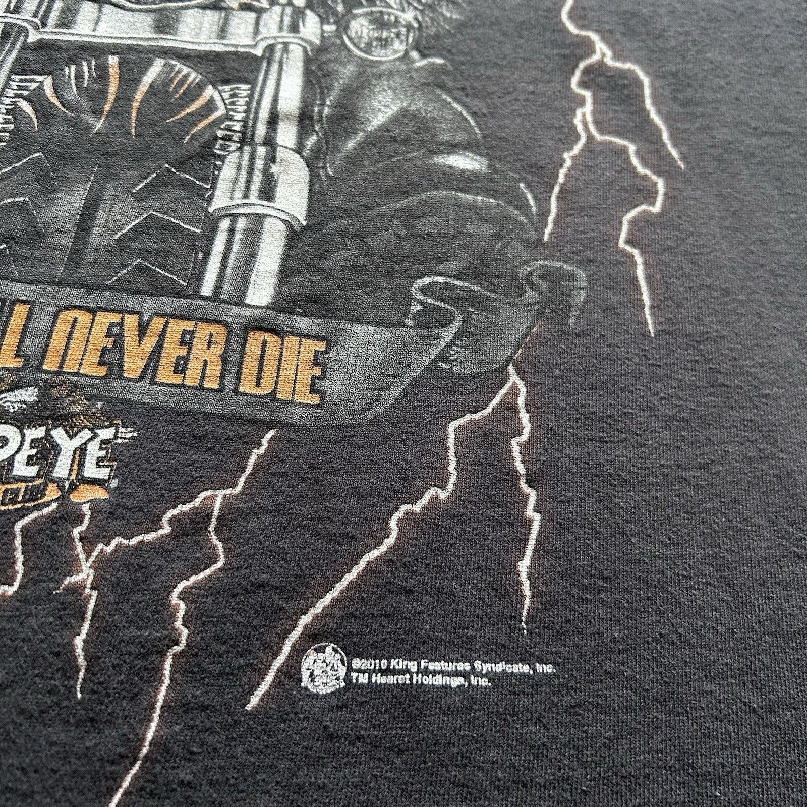 Vintage Popeye T-Shirt XL Y2K Rock Will Never Die! Motorcycle Art Size US XL / EU 56 / 4 - 3 Thumbnail