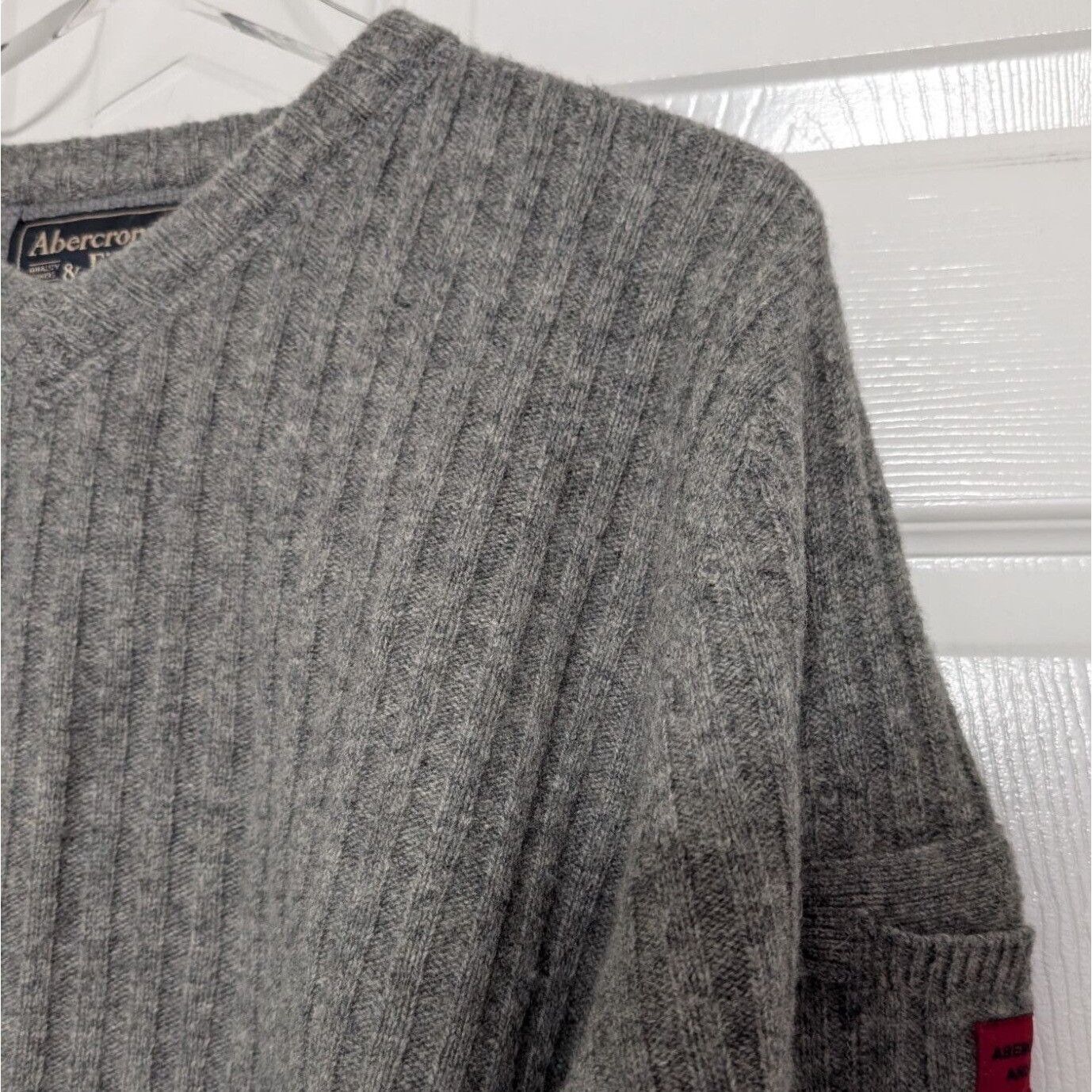 Abercrombie & Fitch Abercrombie & Fitch Ribbed Sweater Mens Size XL Gray Chunky Size US XL / EU 56 / 4 - 3 Thumbnail