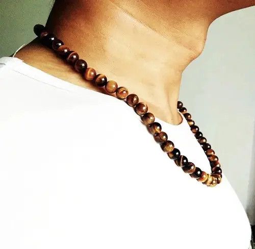Japanese Brand Beaded Choker Nature Tiger Eye Stone Bead Necklace Size ONE SIZE - 2 Thumbnail