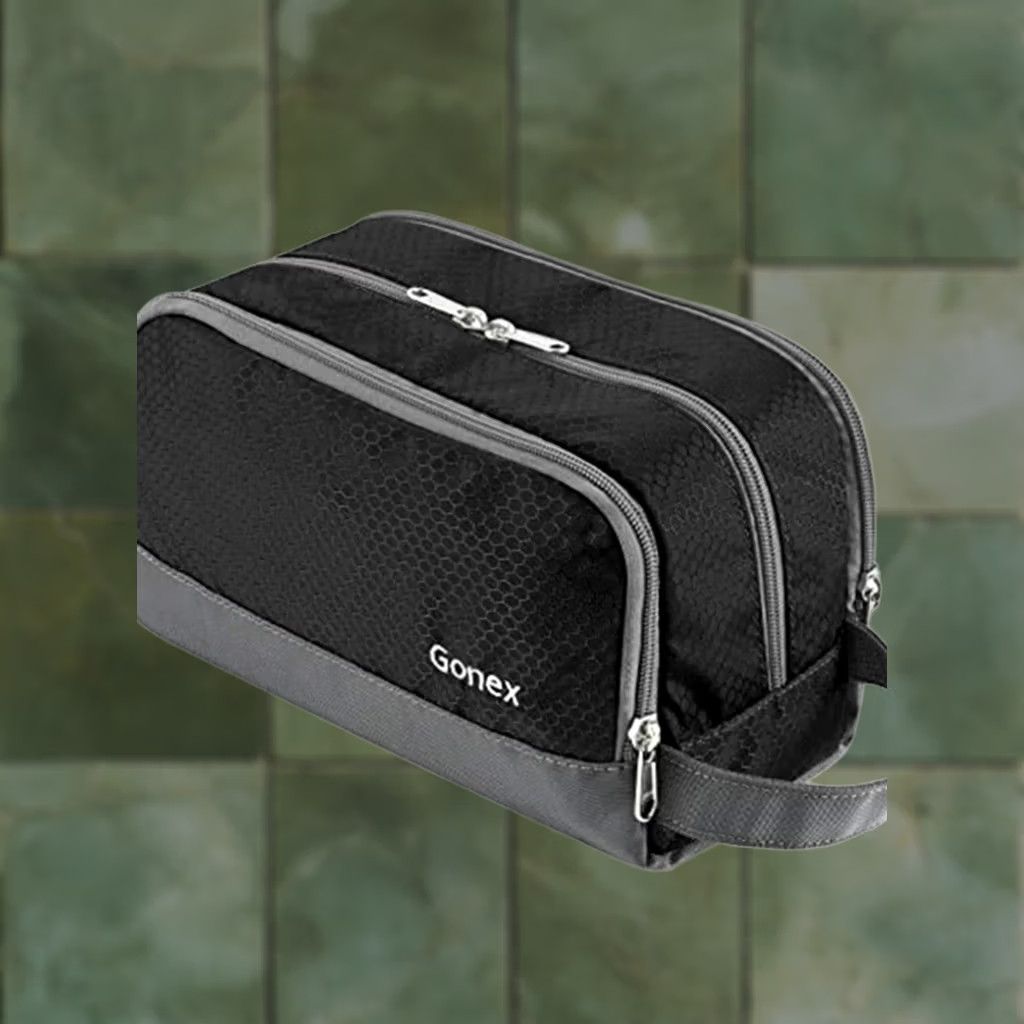 Vintage Gonex Toiletry Bag Dopp Kit Nylon Travel Organizer Black Small Men Zip Size ONE SIZE - 1 Thumbnail