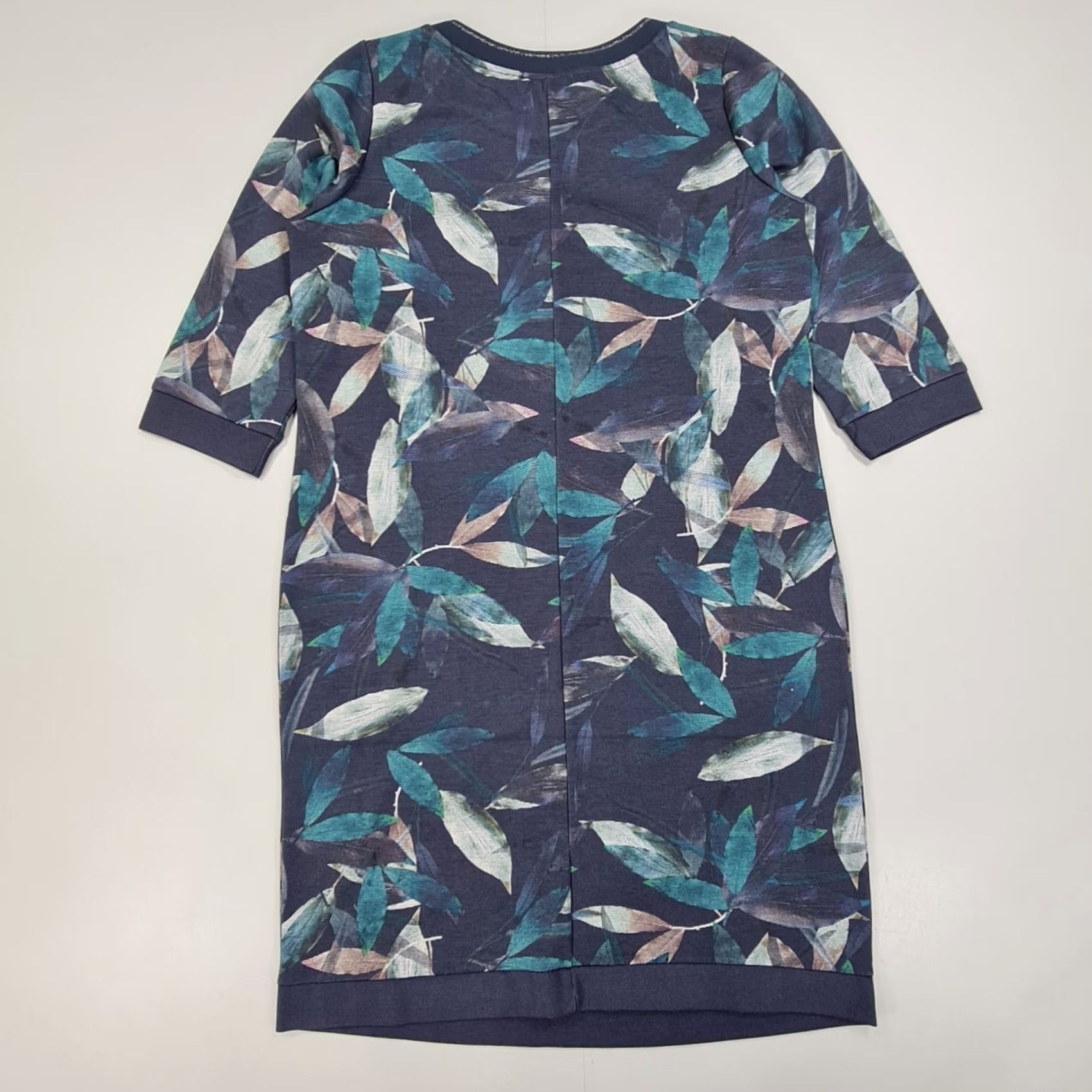 CO Betty & Co Womens Dress Navy Blue Leaf Print 3/4 Sleeve Knee Length 16 UK Casual Cocktail Party/Comm union Mens Womens Girls Size XXL / US 16-18 / IT 52-54 - 6 Thumbnail