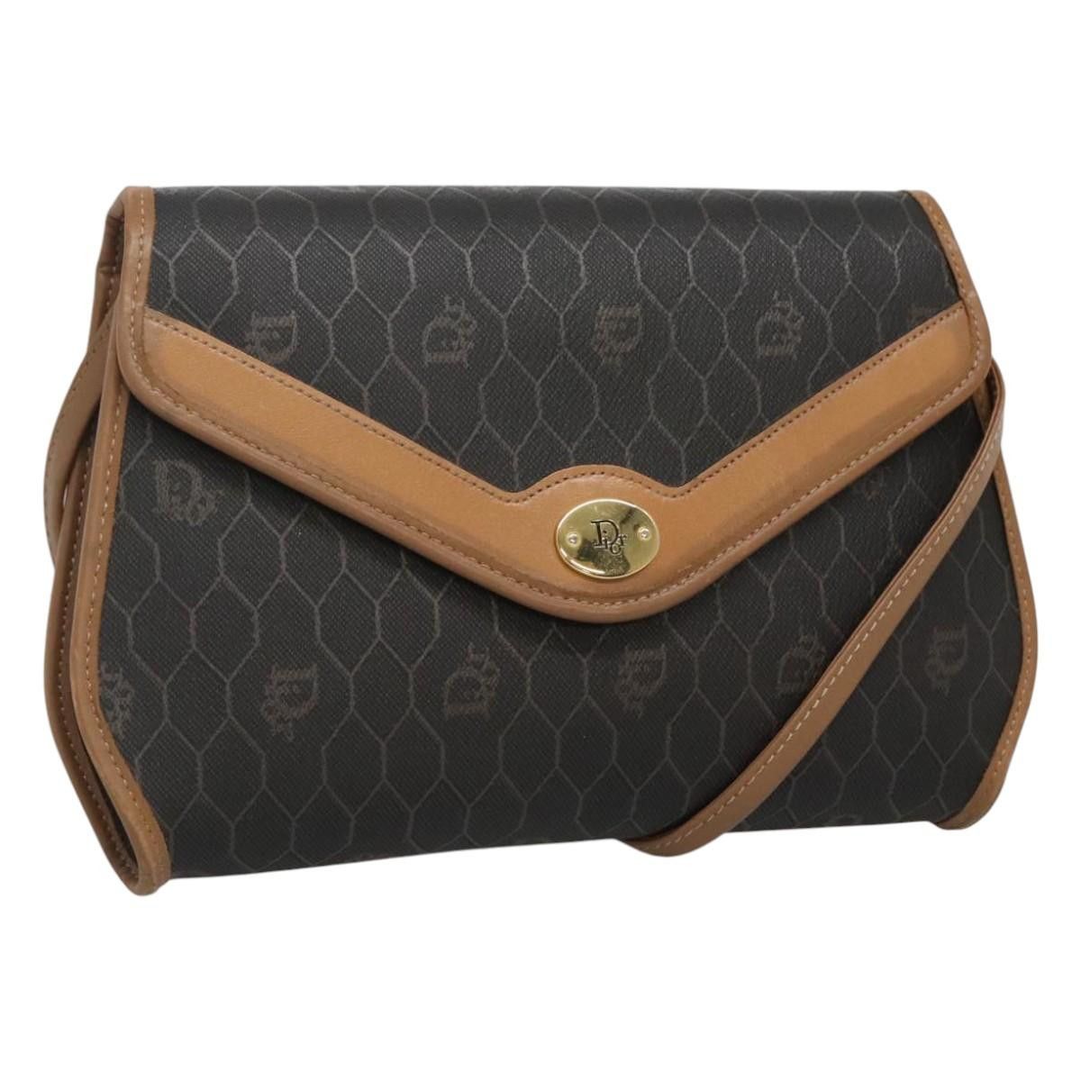 DIOR Honeycomb Canvas Shoulder Bag Pvc Black