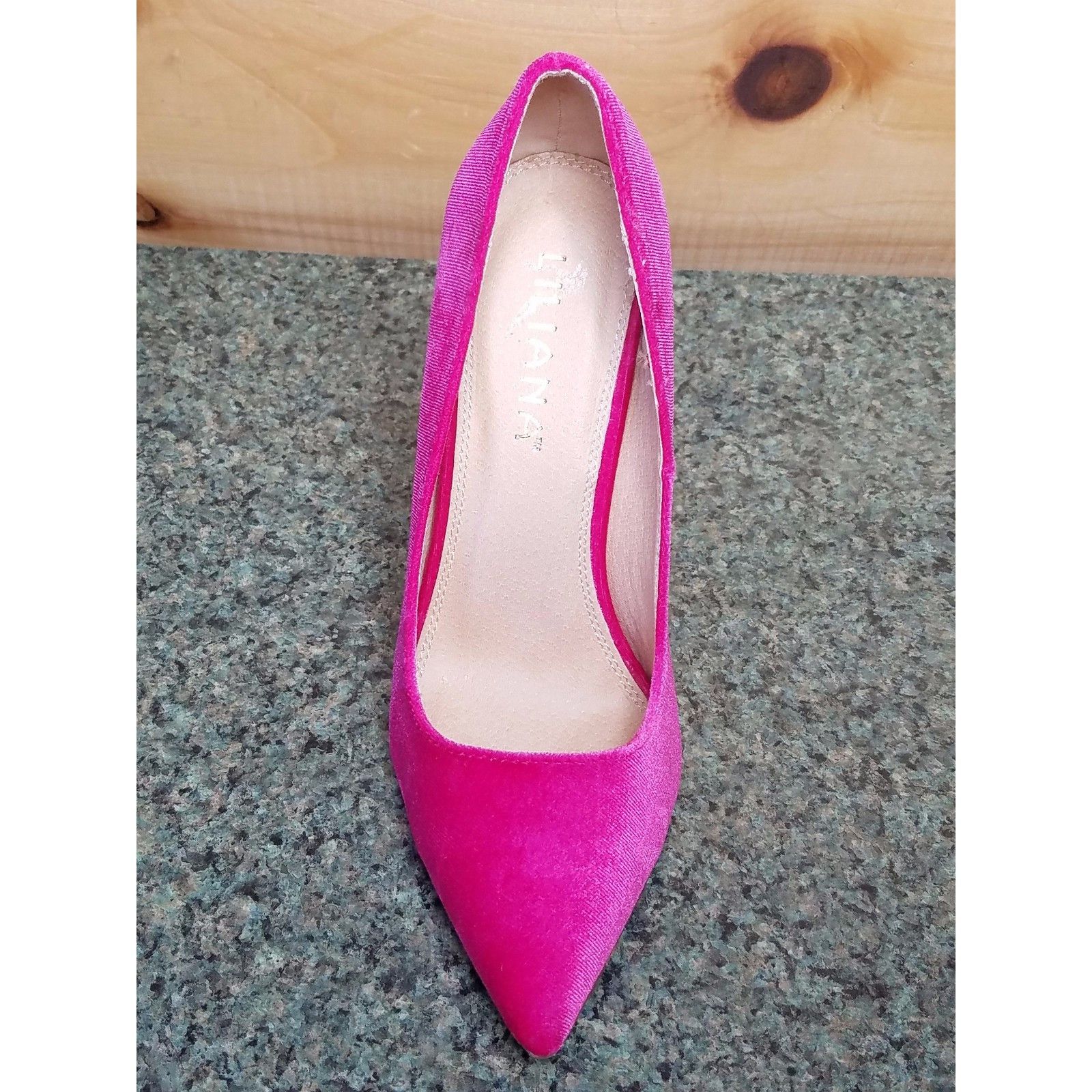 Other Liliana Fuchsia Velvet Single Sole Pointy Toe Pump 5" Heel S Size US 8.5 / IT 38.5 - 5 Thumbnail