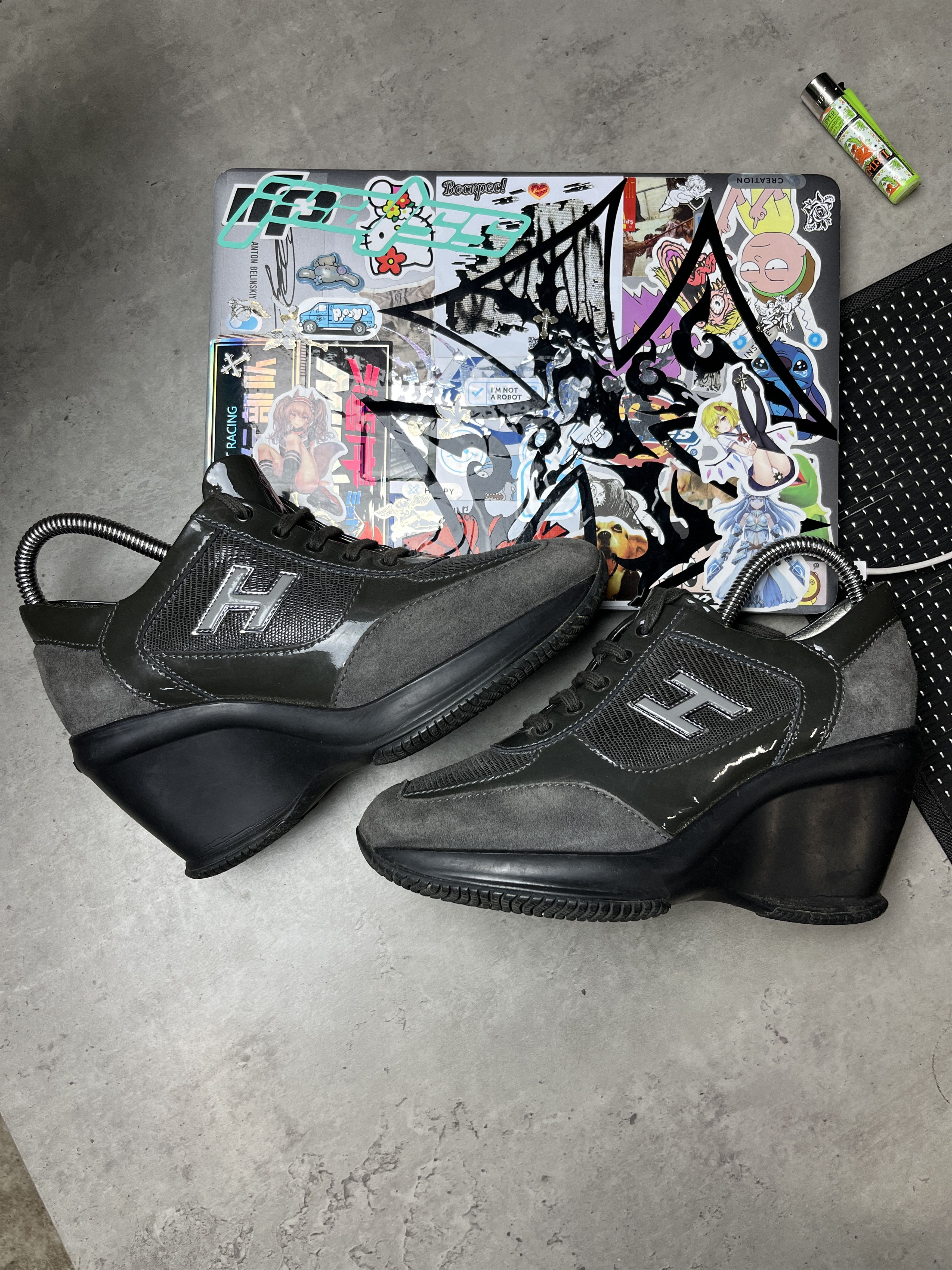 Hogan 2000s HOGAN PATENT LEATHER SUEDE WEDGE SNEAKERS - 5126 Size US 7 / IT 37 - 4 Thumbnail