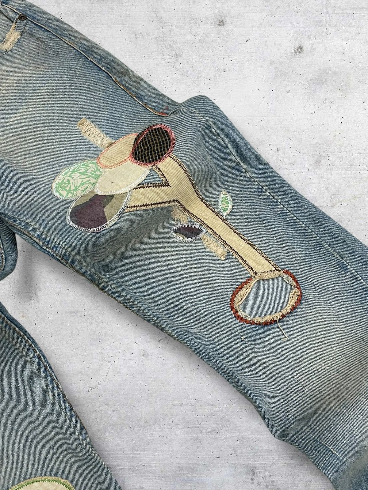 Tornado Mart VINTAGE FANCY CRAFTED JAPAN DESIGNER 90S RIPPED DENIM FLARED Size US 32 / EU 48 - 10 Thumbnail