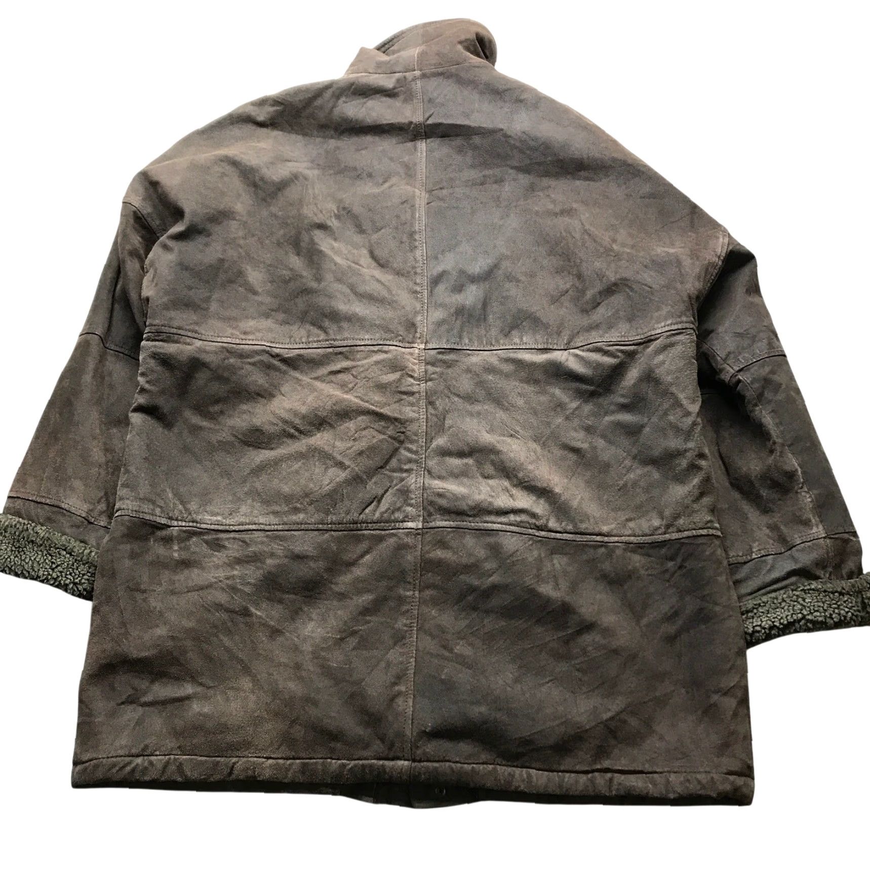 Vintage VINTAGE East West Leather Coat Jacket Long Mens XL Brown 90s Rugged Sherpa Lined Genuine Leather Long Coat with Pockets Size US XL / EU 56 / 4 - 6 Thumbnail