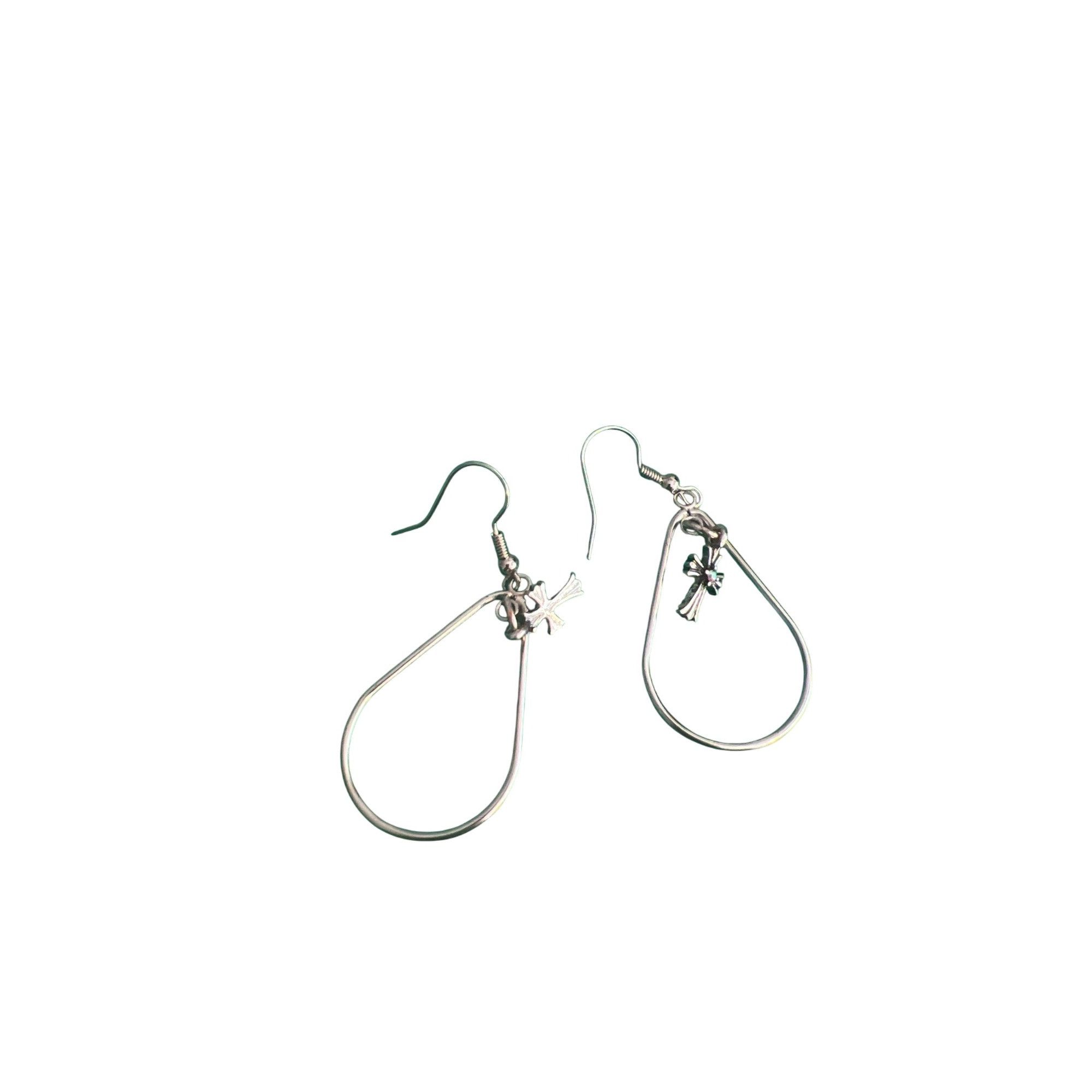 Other Vintage Silver Tone Dangle Drop Earrings Cross Aurora Boreal Size ONE SIZE - 4 Thumbnail