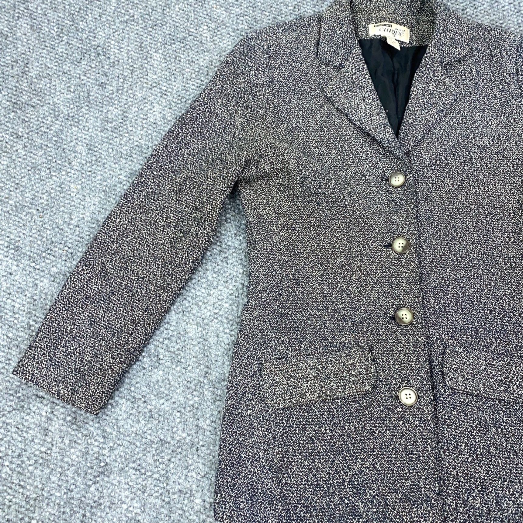 Vintage VINTAGE Newport News Blazer Womens Size 6 Gray Black & White Speckled Knit Jacket, Classic, 6, Gray, Blazer, Womens Size M / US 6-8 / IT 42-44 - 3 Thumbnail