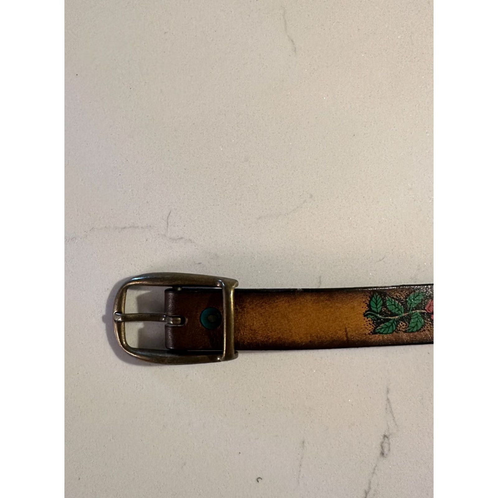 Vintage VINTAGE Zubrick Women Leather Belt 26 Brown Roses Flowers 1972 Belt Womens Leather Roses Theme 1972 Size ONE SIZE - 7 Thumbnail