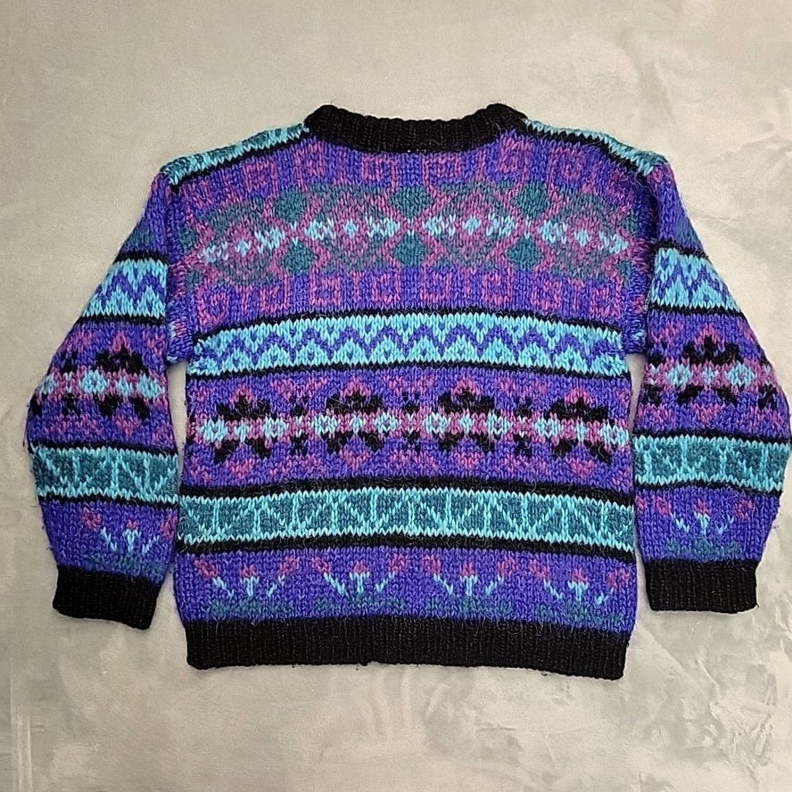 Vintage VINTAGE Icelandic Sweater Womens S Purple Blue Lopi Wool Nordic Fair Isle Chunky Knit Crew Neck Pullover Size S / US 4 / IT 40 - 5 Thumbnail