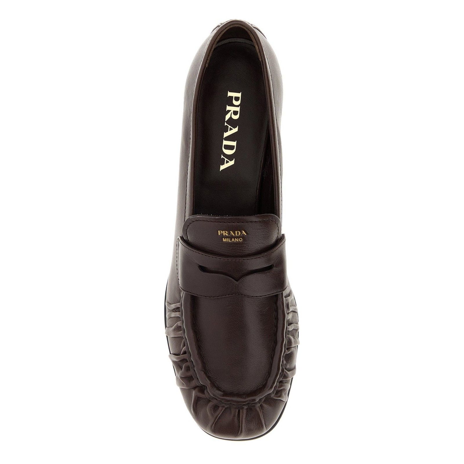 Prada PRADA $1250 Dark Brown Leather Loafers New & Authentic (Wome Size US 7.5 / IT 37.5 - 2 Thumbnail