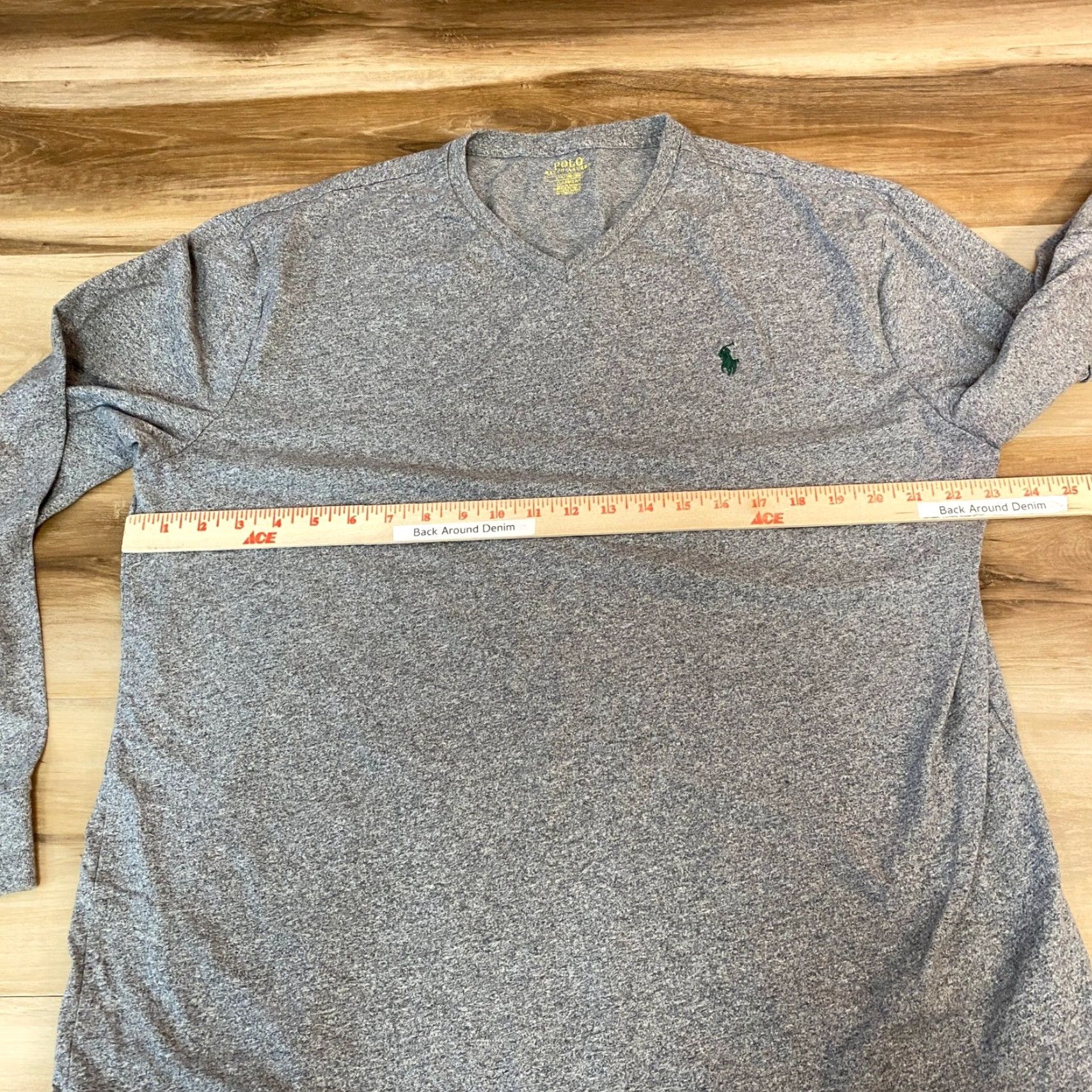 Polo Ralph Lauren Polo Ralph Lauren T-Shirt Mens L V-Neck Long Sleeve Classic Fit Logo Embroidered Grey Size US L / EU 52-54 / 3 - 6 Thumbnail