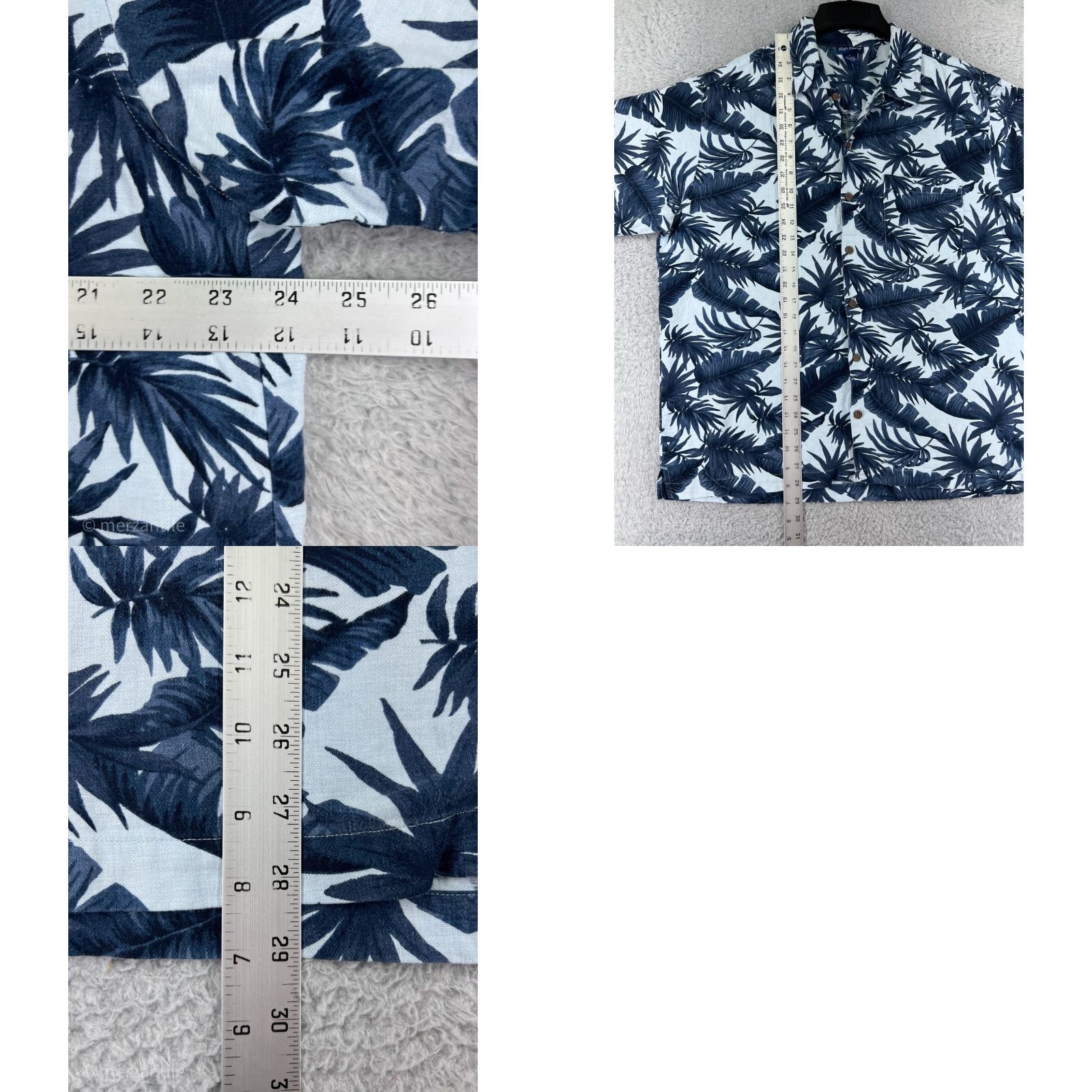 High Sierra High Sierra Shirt Mens Large Blue Floral Hibiscus Palm Button Up Linen Blend Size US L / EU 52-54 / 3 - 9 Thumbnail