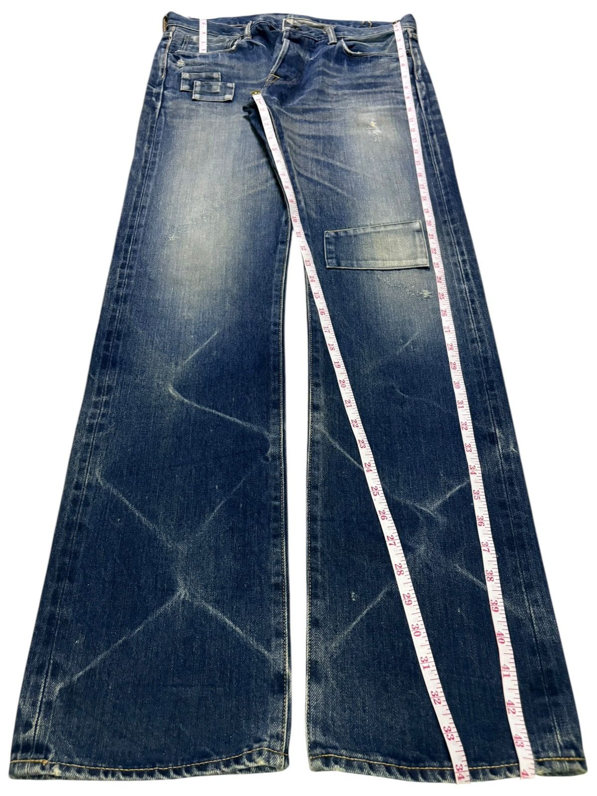 KURO Vintage Kuro Selvedge Thunder Wash Patched Loose Jeans Size US 32 / EU 48 - 12 Thumbnail