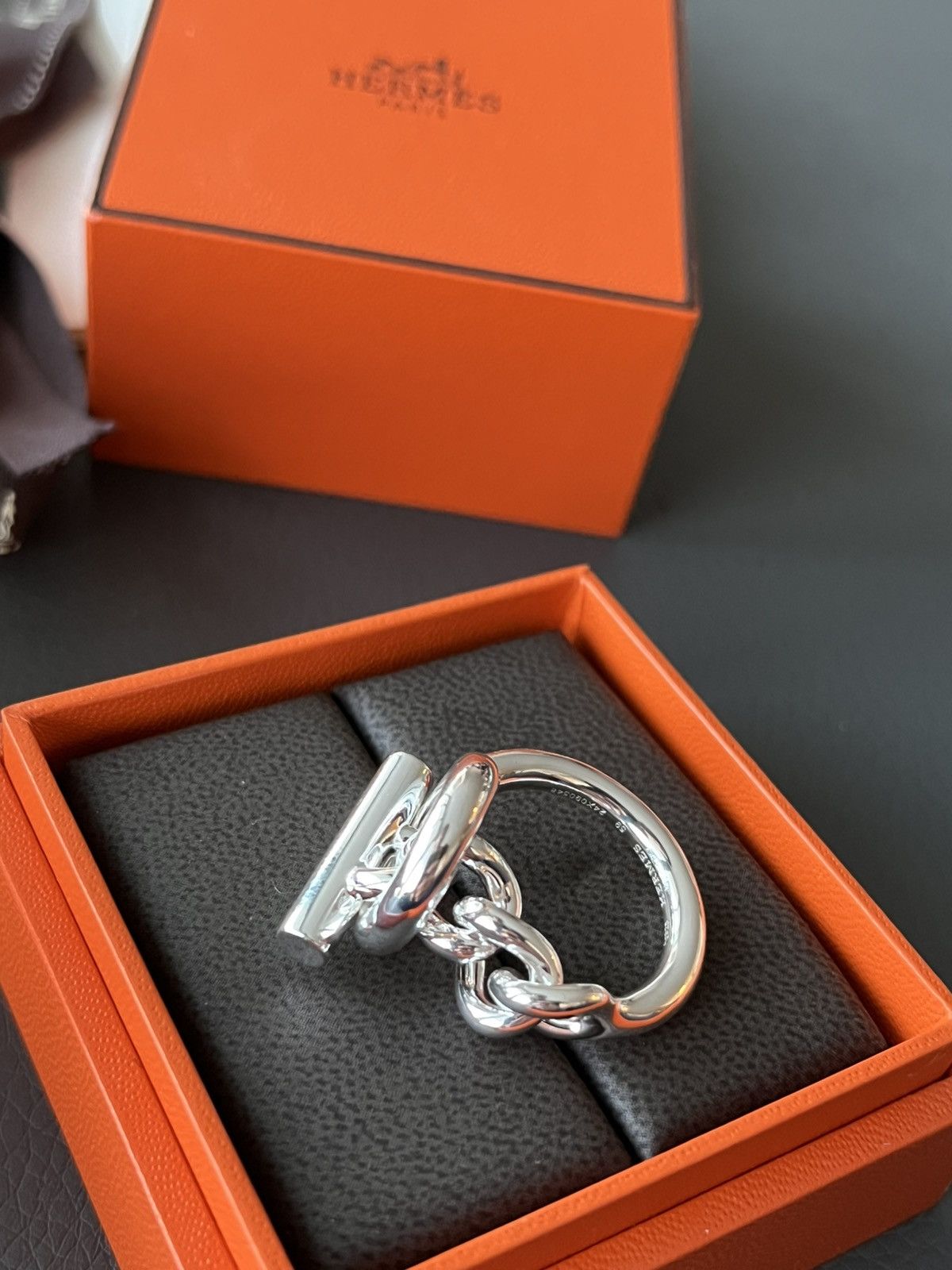 Hermes Rare Brand New Hermes Iconic Croisette Logo Ring 59 Size ONE SIZE - 3 Thumbnail
