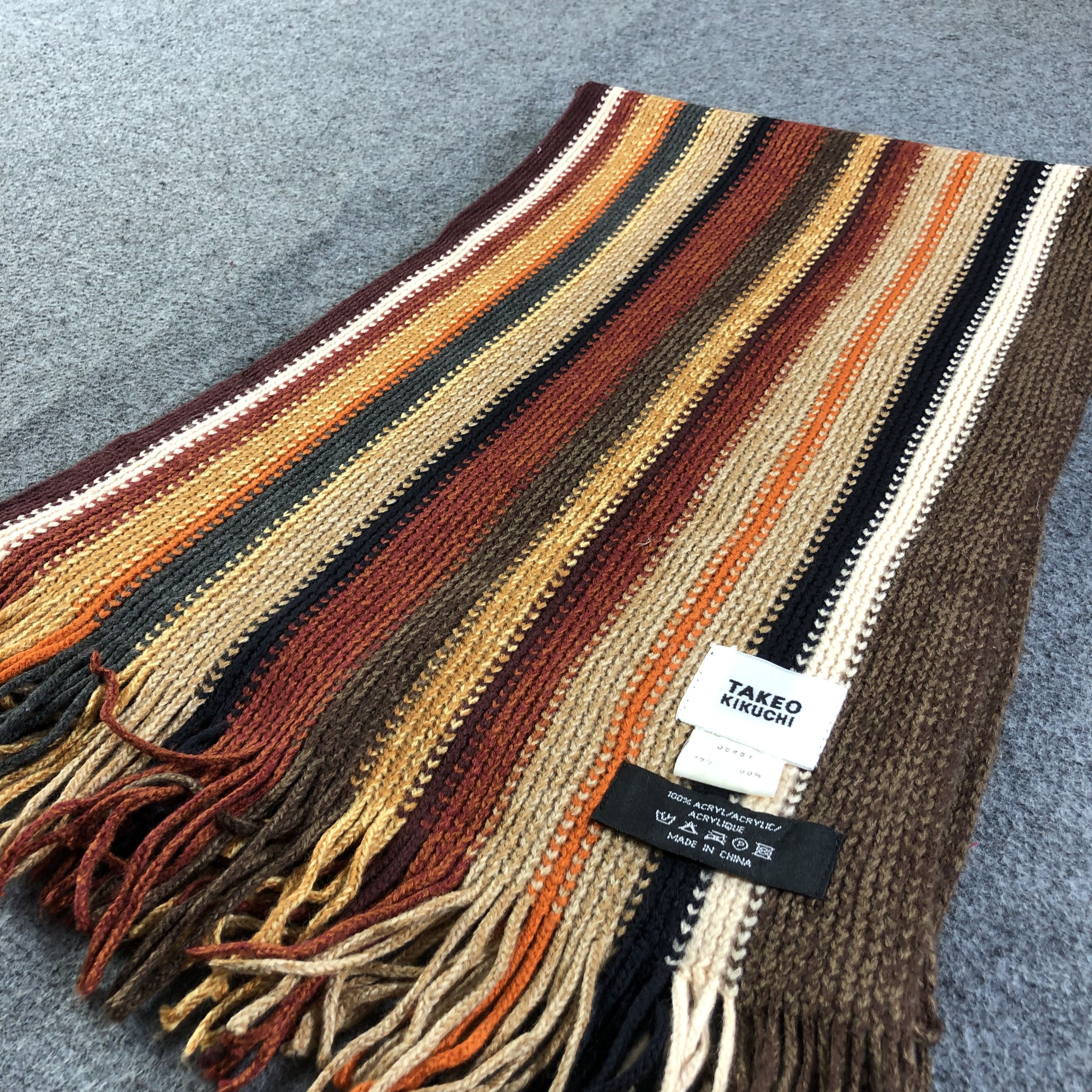 Takeo Kikuchi Takeo Kikuchi Striped Knit Scarf Muffler V1201 Size ONE SIZE - 2 Thumbnail