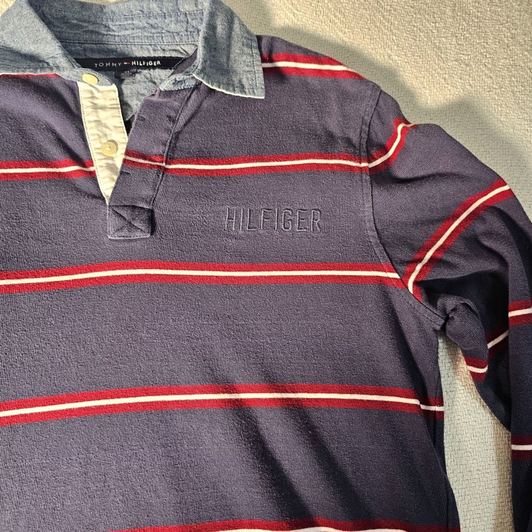 Tommy Hilfiger Tommy Hilfiger Polo Shirt Long Sleeve Mens XS Blue Red Stripe Logo Size US XS / EU 42 / 0 - 3 Thumbnail