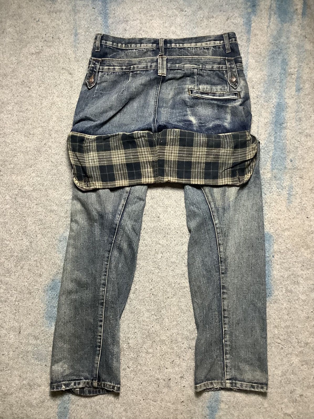If Six Was Nine × KMRii × PPFM Vintage Y2K Breath Mint Double Waist Spiral Cut Denim Jeans Size US 35 - 9 Thumbnail
