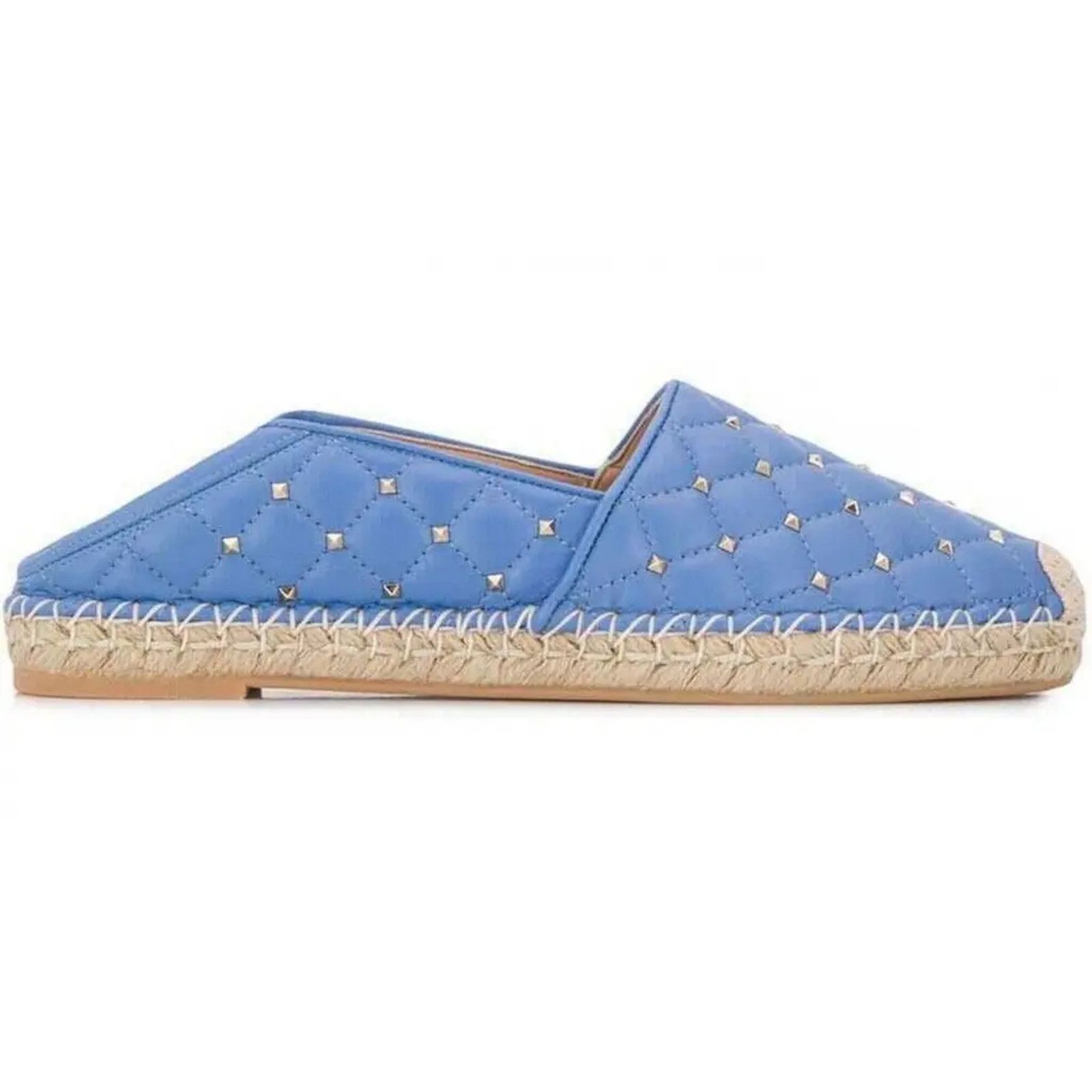 Valentino Valentino Rockstud Spike Blue Quilted Leather Slide Back Size US 7 / IT 37 - 3 Thumbnail