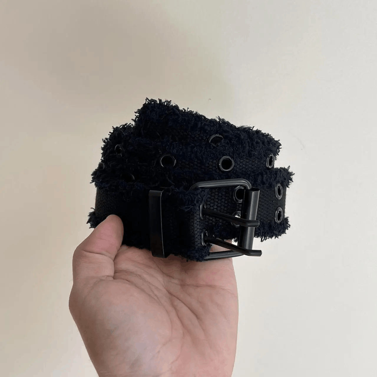 Other 2000s round studded fur frayed black grunge belt Size ONE SIZE - 7 Thumbnail