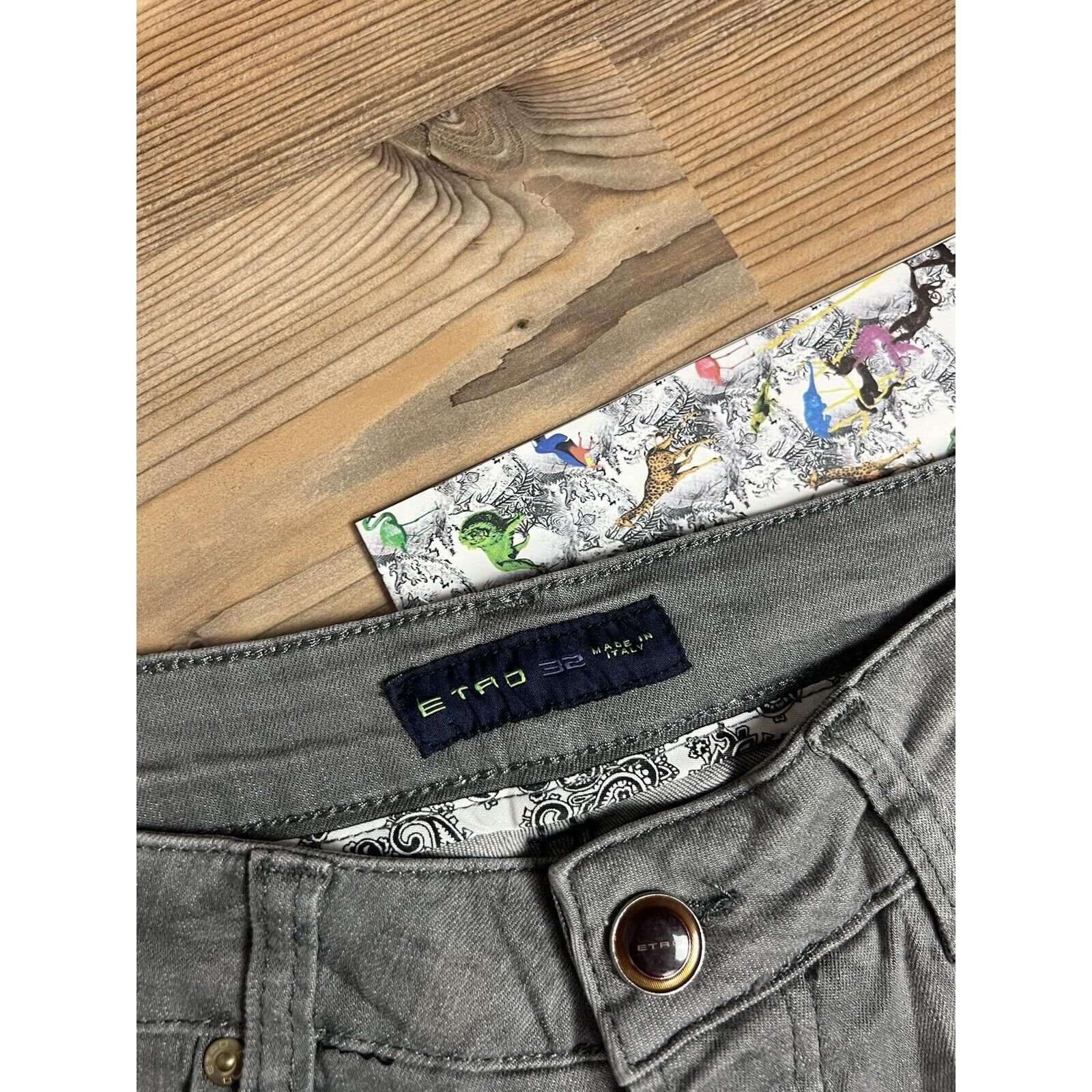 Etro NWT ETRO Paisley Men`s Gray Slim Fit Skinny Jeans Size 32 Size US 32 / EU 48 - 17 Thumbnail