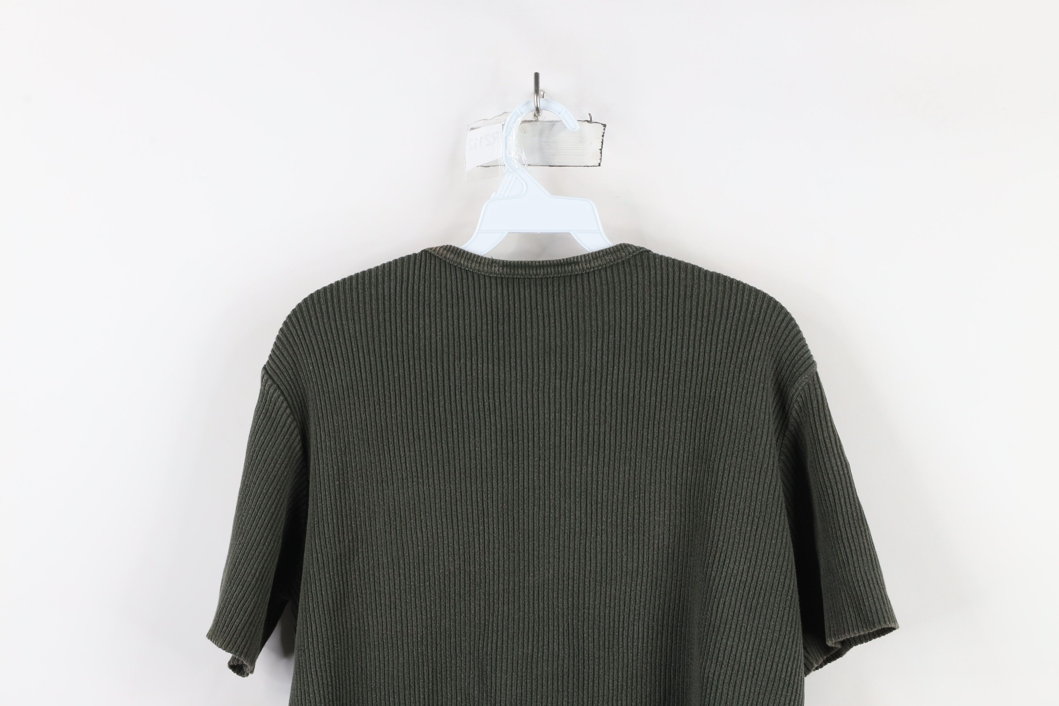 Vintage Vintage 90s Streetwear Cropped Ribbed Knit T-Shirt Green Size L / US 10 / IT 46 - 11 Thumbnail