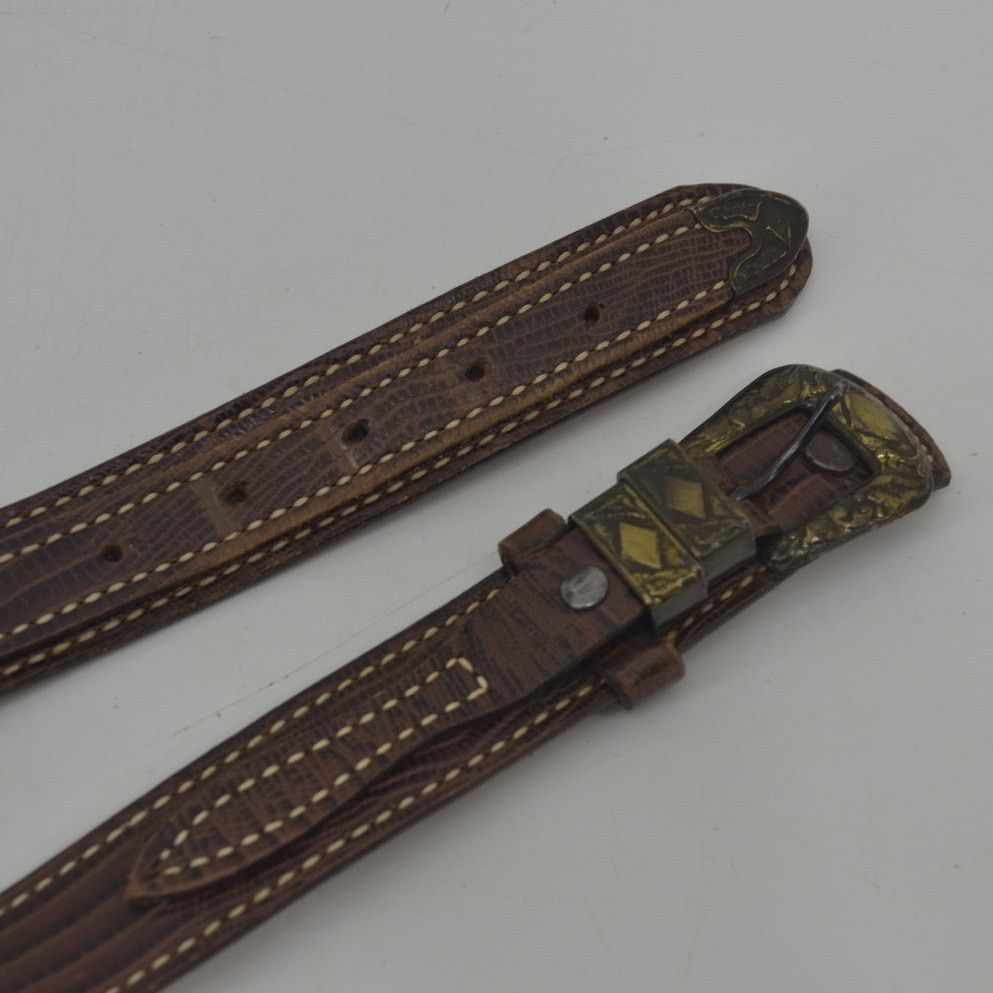 Vintage TexTan Women's Western Cowgirl Brown Leather Belt Boho Sz 28 Size ONE SIZE - 3 Thumbnail