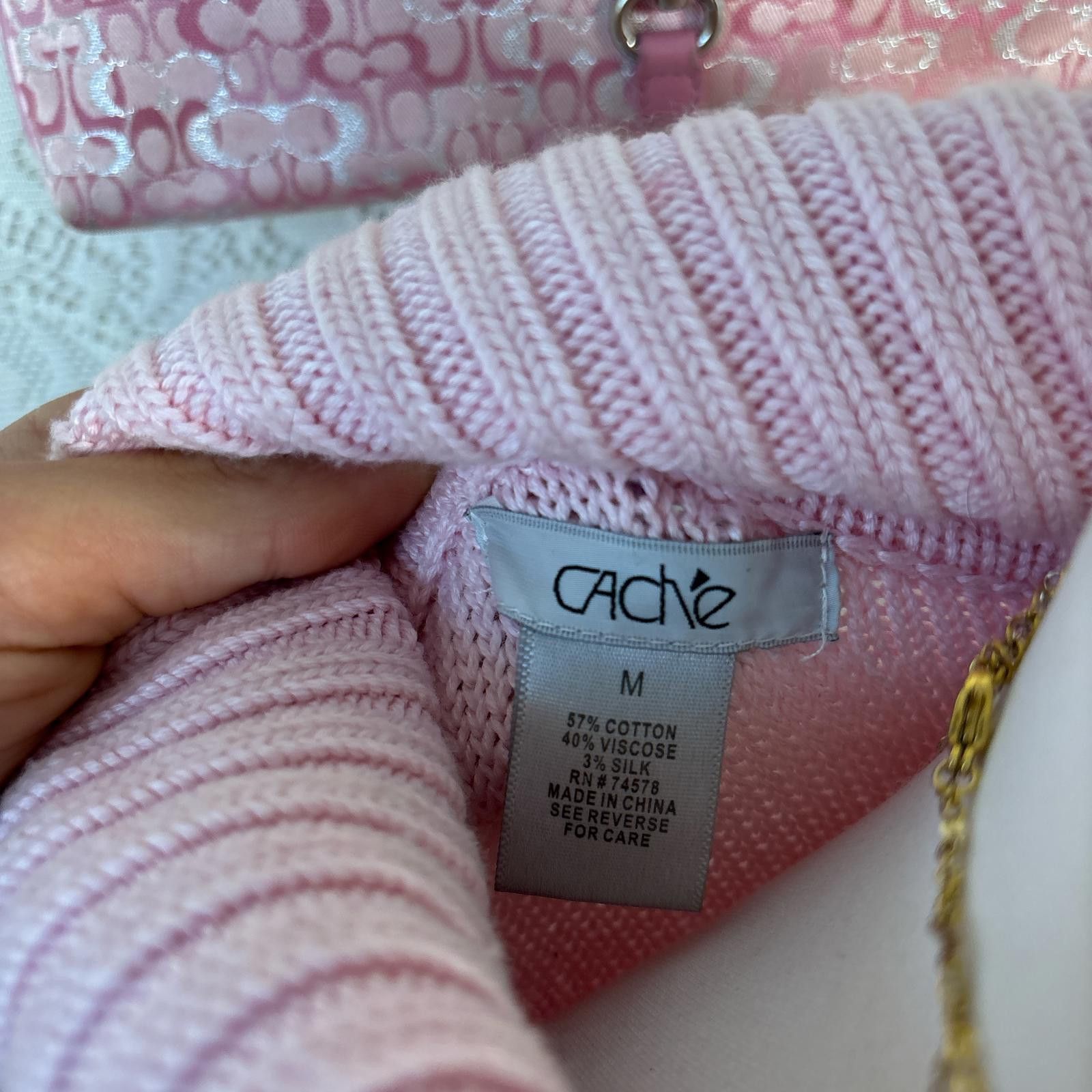 Other vintage cache pink coquette turtle neck sweater Size M / US 6-8 / IT 42-44 - 5 Thumbnail
