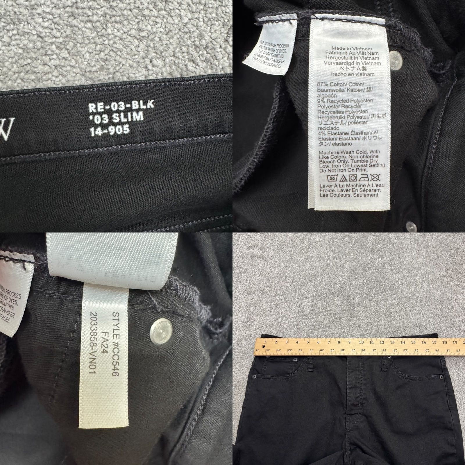 J.Crew J.Crew Slim Fit Straight Ankle Denim Jeans Womens 32 Petite Black 14 High Rise Size 24" / US 00 / IT 34 - 8 Thumbnail