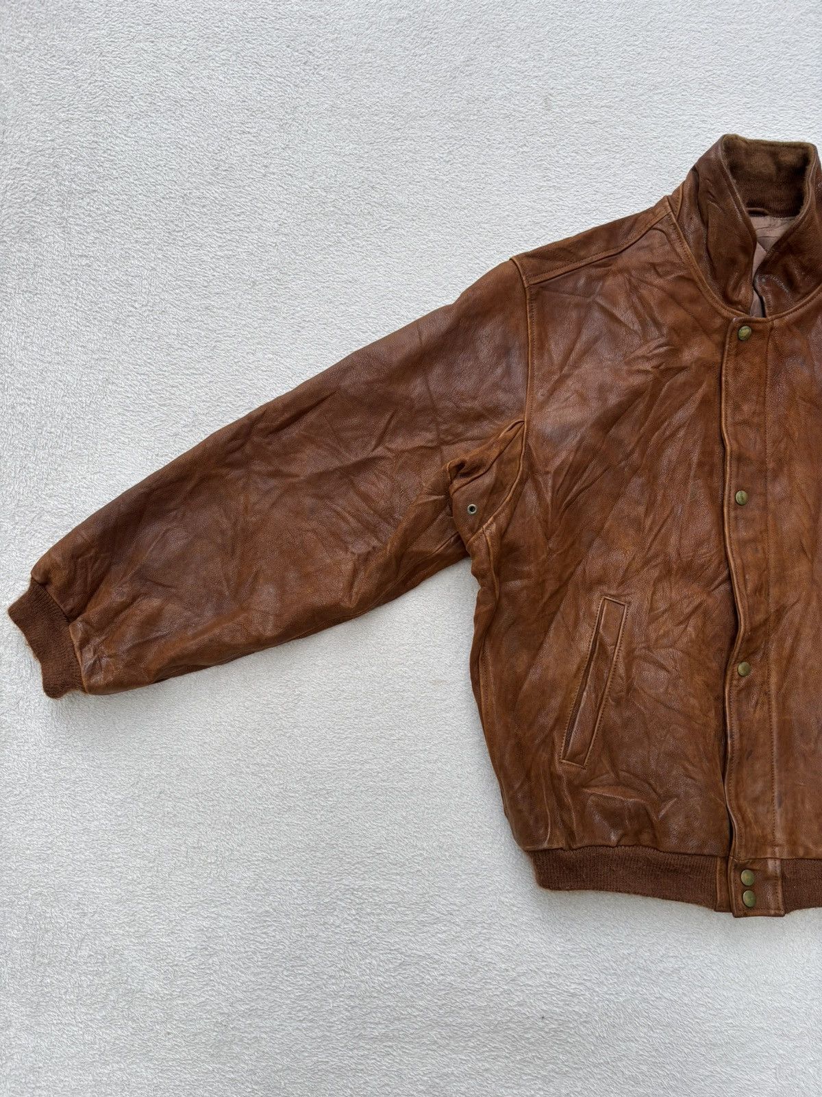 Golden Bear 1980s Golden Bear Cognac Bomber Leather Jacket Size US XL / EU 56 / 4 - 7 Thumbnail