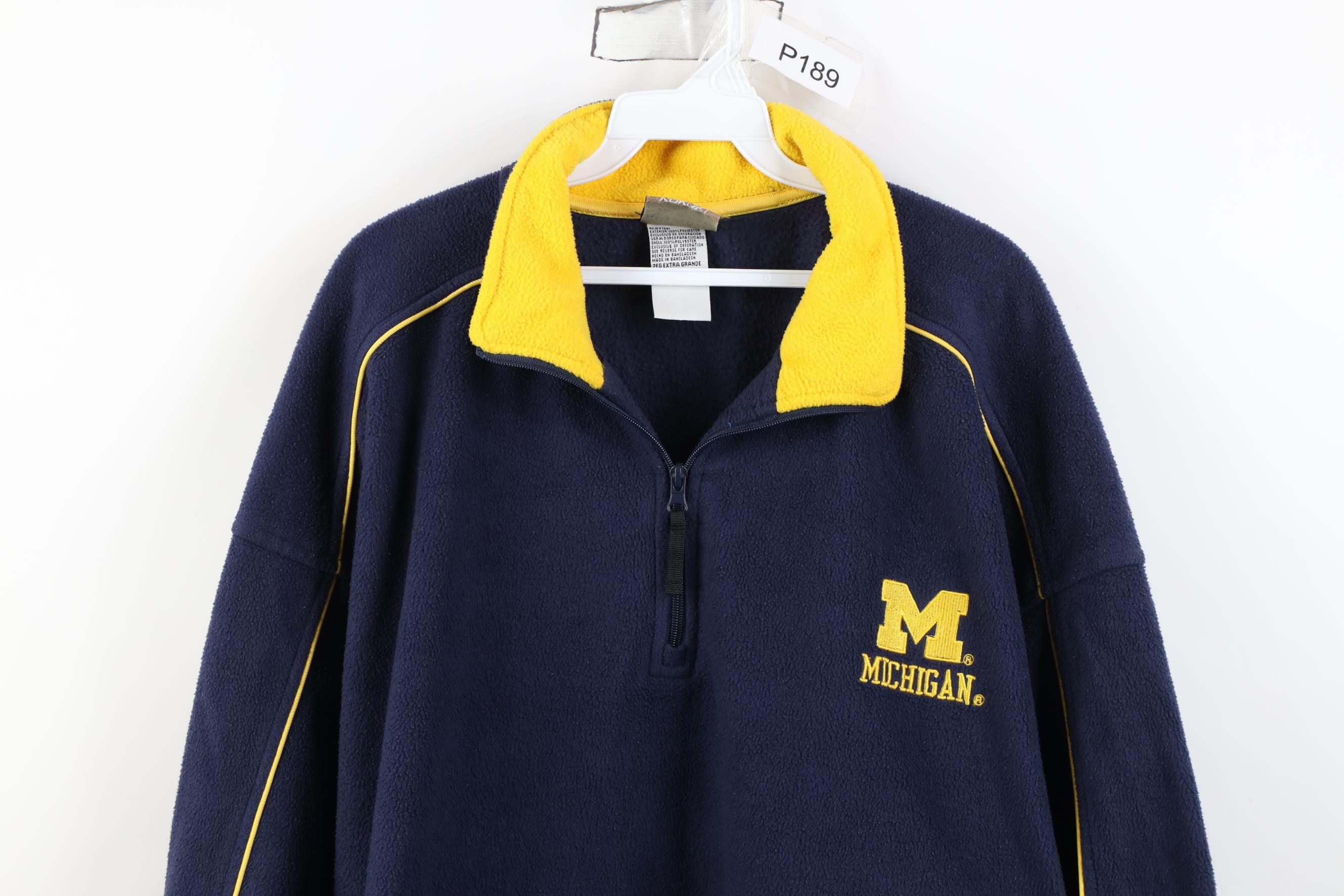 Reebok Vintage Reebok University of Michigan 1/4 Zip Fleece Sweater Size US XXL / EU 58 / 5 - 2 Thumbnail