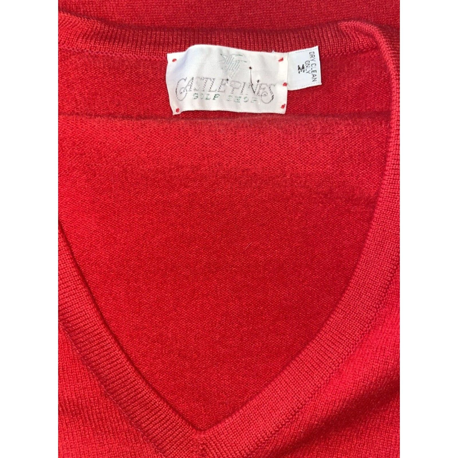 Vintage VINTAGE Castle Pines Golf Red Cashmere V-Neck Sweater Mens Medium Size US M / EU 48-50 / 2 - 5 Thumbnail