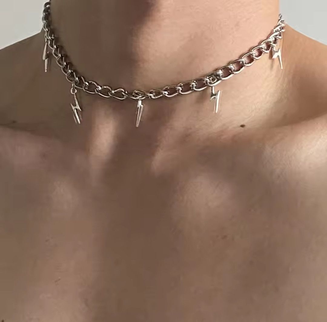 Japanese Brand × Jewelry Hip Hop Lightning Shape Silver Tassel Necklace Size ONE SIZE - 1 Thumbnail