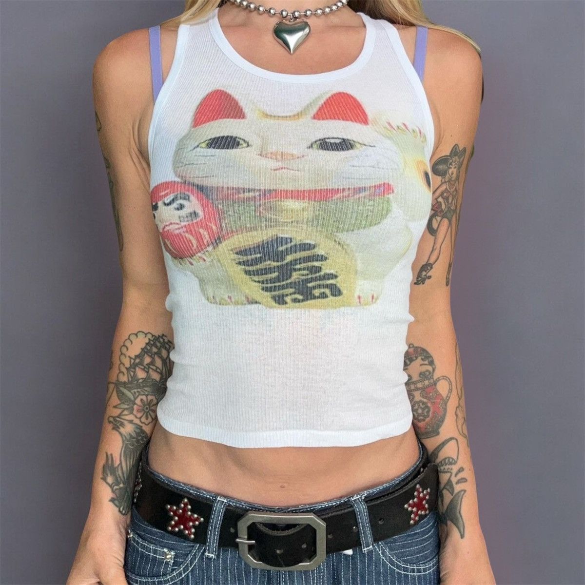 Other Waving Kitty Ribbed Tank 🐈🇯🇵 Size M / US 6-8 / IT 42-44 - 1 Thumbnail