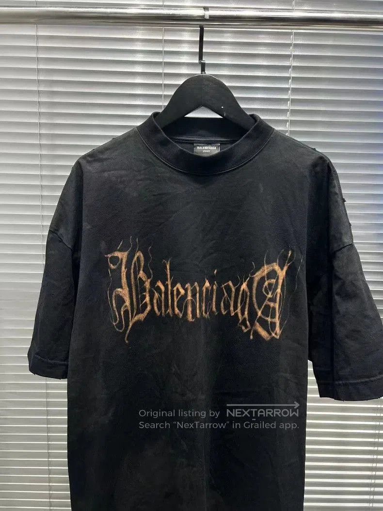 Balenciaga Balenciaga Distressed Logo Black Short Sleeve. Size US XXS / EU 40 - 2 Thumbnail