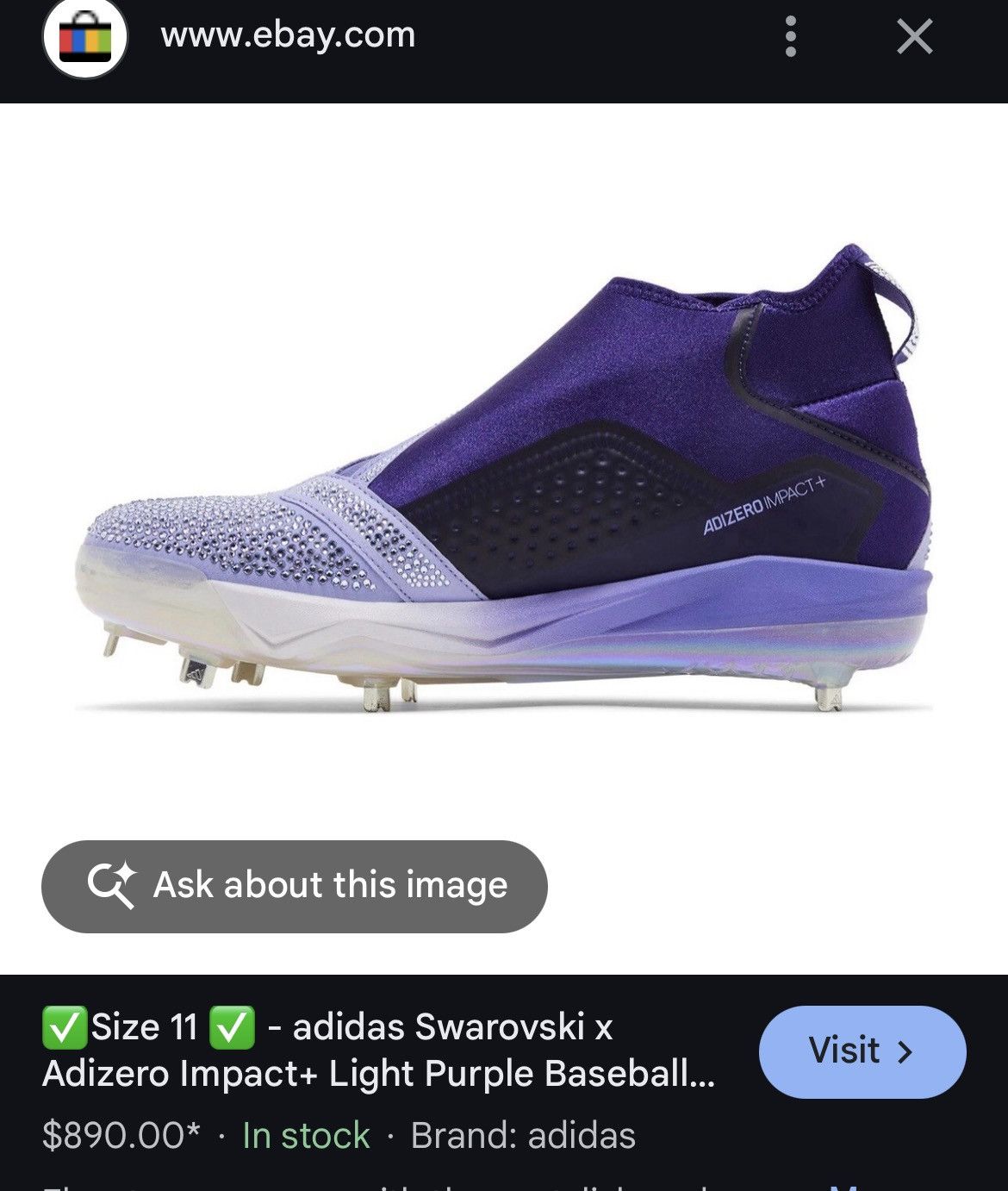 Adidas Adizero Impact+Swarovski Cleats! Size US 11 / EU 44 - 8 Thumbnail