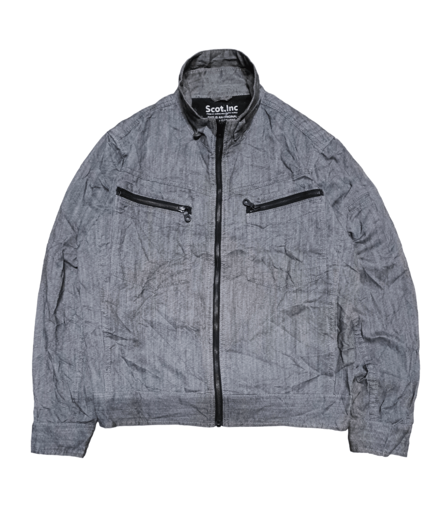 image of Denime x Schott Scot. Inc Zipper Denim Shirt X Denim Jacket in Black, Men's (Size Medium)