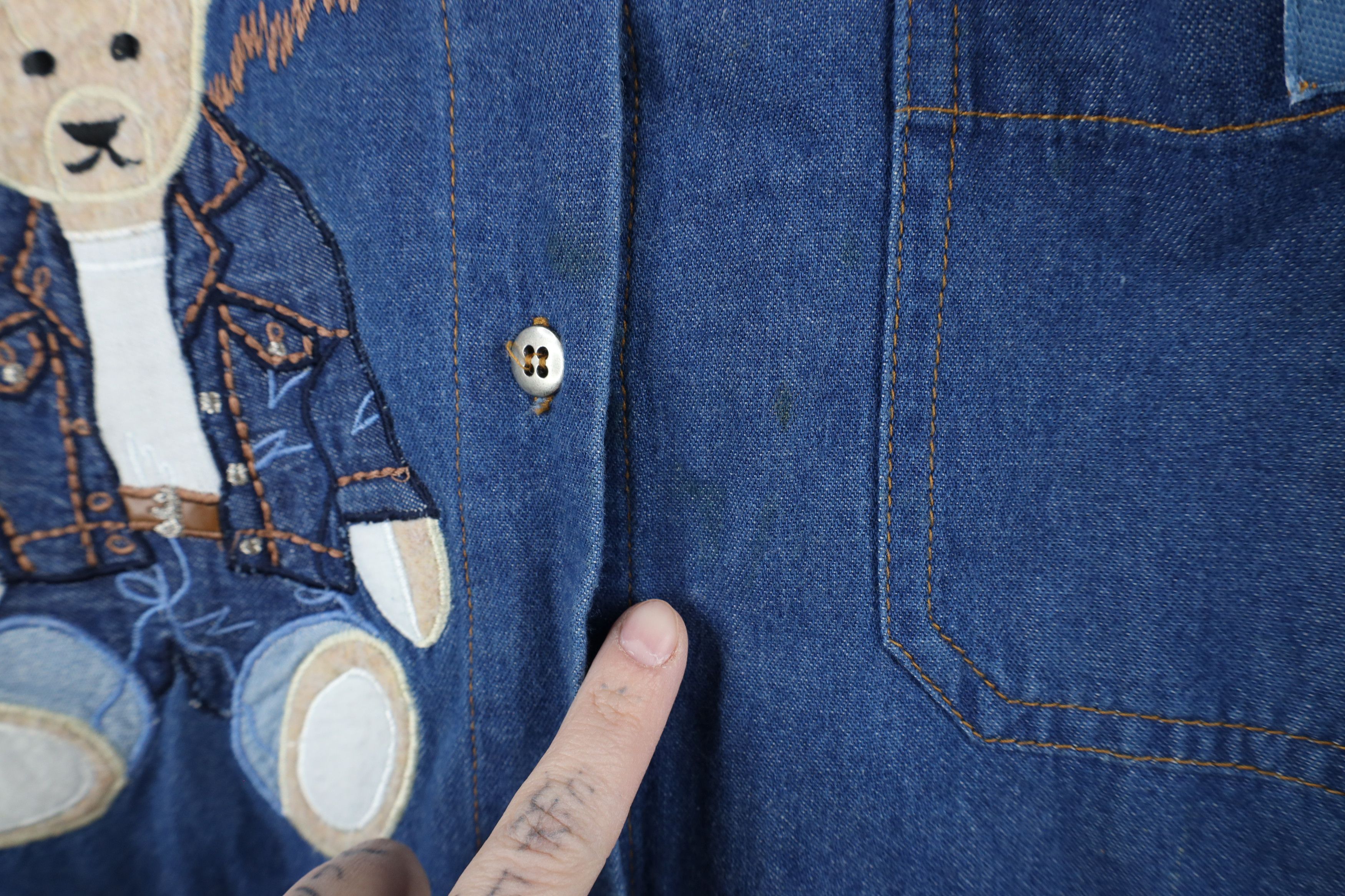 Vintage Vintage 90s Streetwear Teddy Bear Denim Jean Button Shirt Size M / US 6-8 / IT 42-44 - 8 Thumbnail
