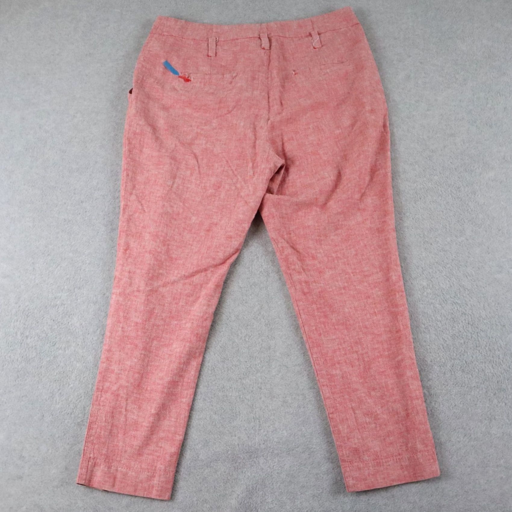 Vintage 7th Avenue NY & Co Pants Womens 14 Linen Blend Chino Slacks Flat Front Red Size 36" / US 14 / IT 50 - 7 Thumbnail