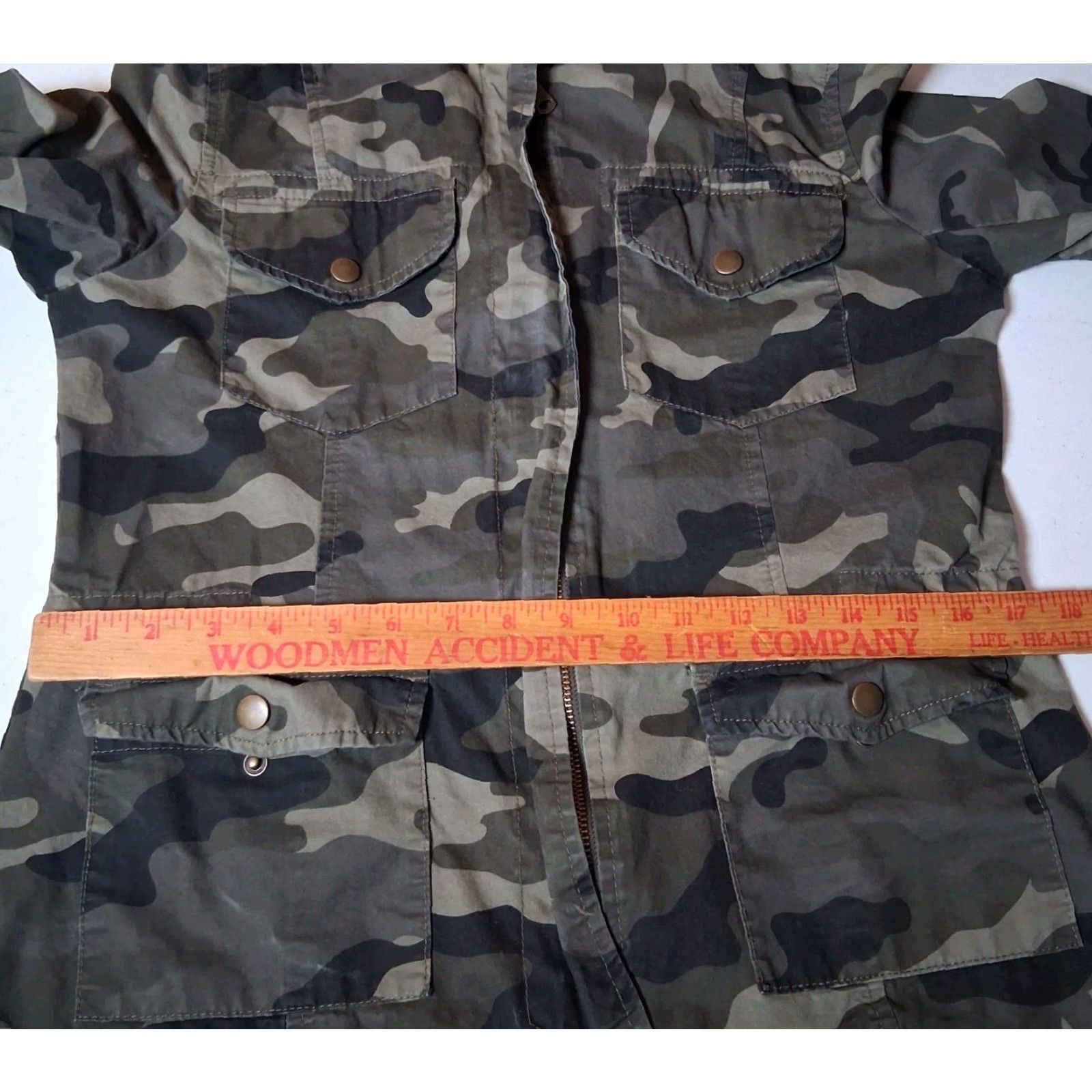 Vintage Endless Love Jacket Camouflage Woodland Military Cotton Twill Zip Pockets Cadet M Women Spring Fall USA Made Army Utility Casual/Regular Fit Size M / US 6-8 / IT 42-44 - 6 Thumbnail