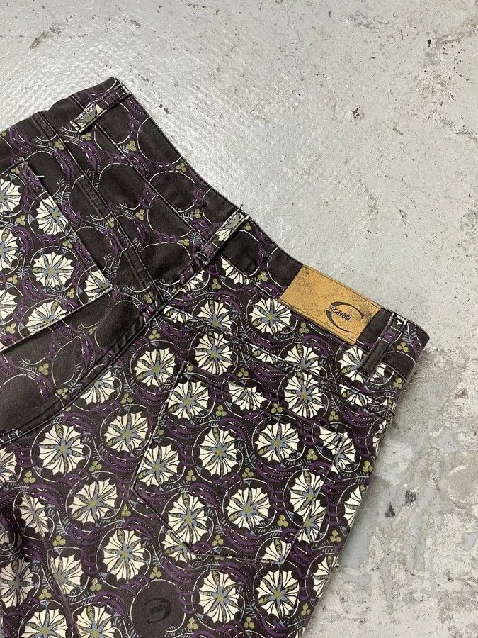 Just Cavalli 2000s Cavalli Purple Flowers Two Tone Pants Size 25" / US 0 / IT 36 - 8 Thumbnail