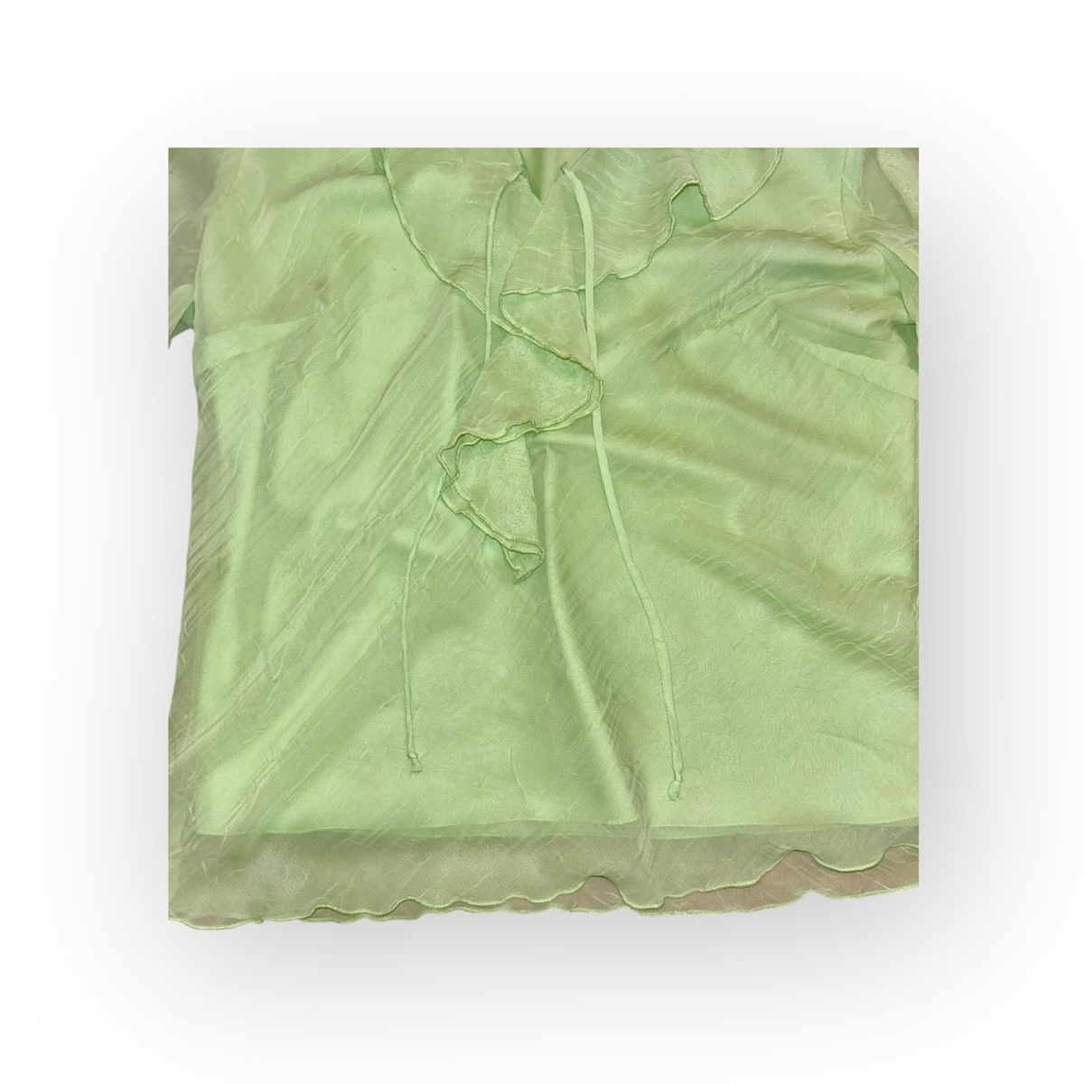 Other Vintage Dressbarn Y2K Lime Green Sheer Ruffle Blouse Size S / US 4 / IT 40 - 3 Thumbnail