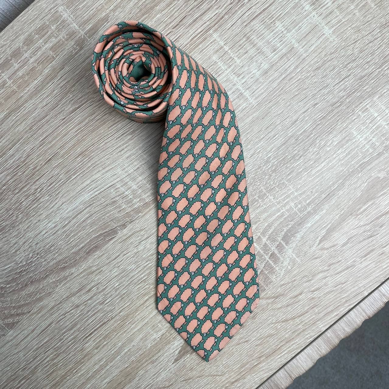 Hermes Hermes Paris Silk Tie 7367 PA Sheep Green Size ONE SIZE - 2 Thumbnail