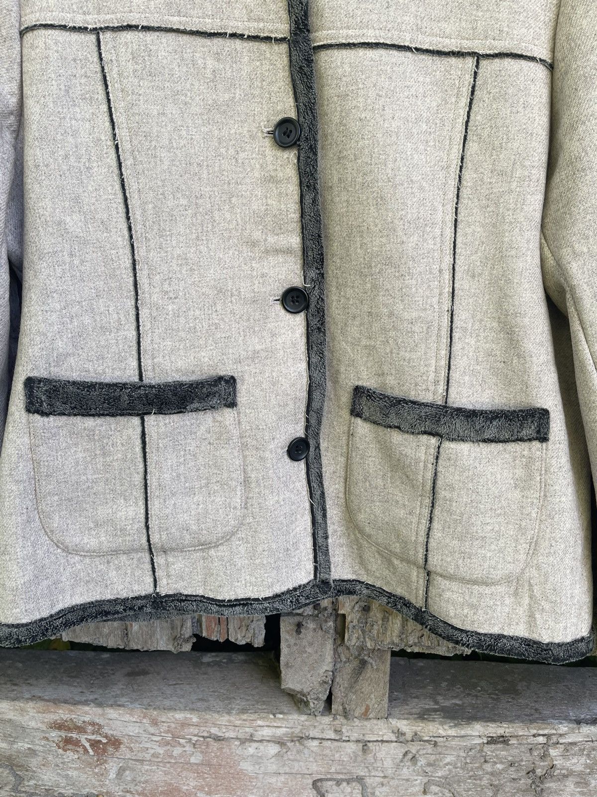 Designer AMISTA Panelled Wool-Blend Fleece Jacket Size M / US 6-8 / IT 42-44 - 3 Thumbnail